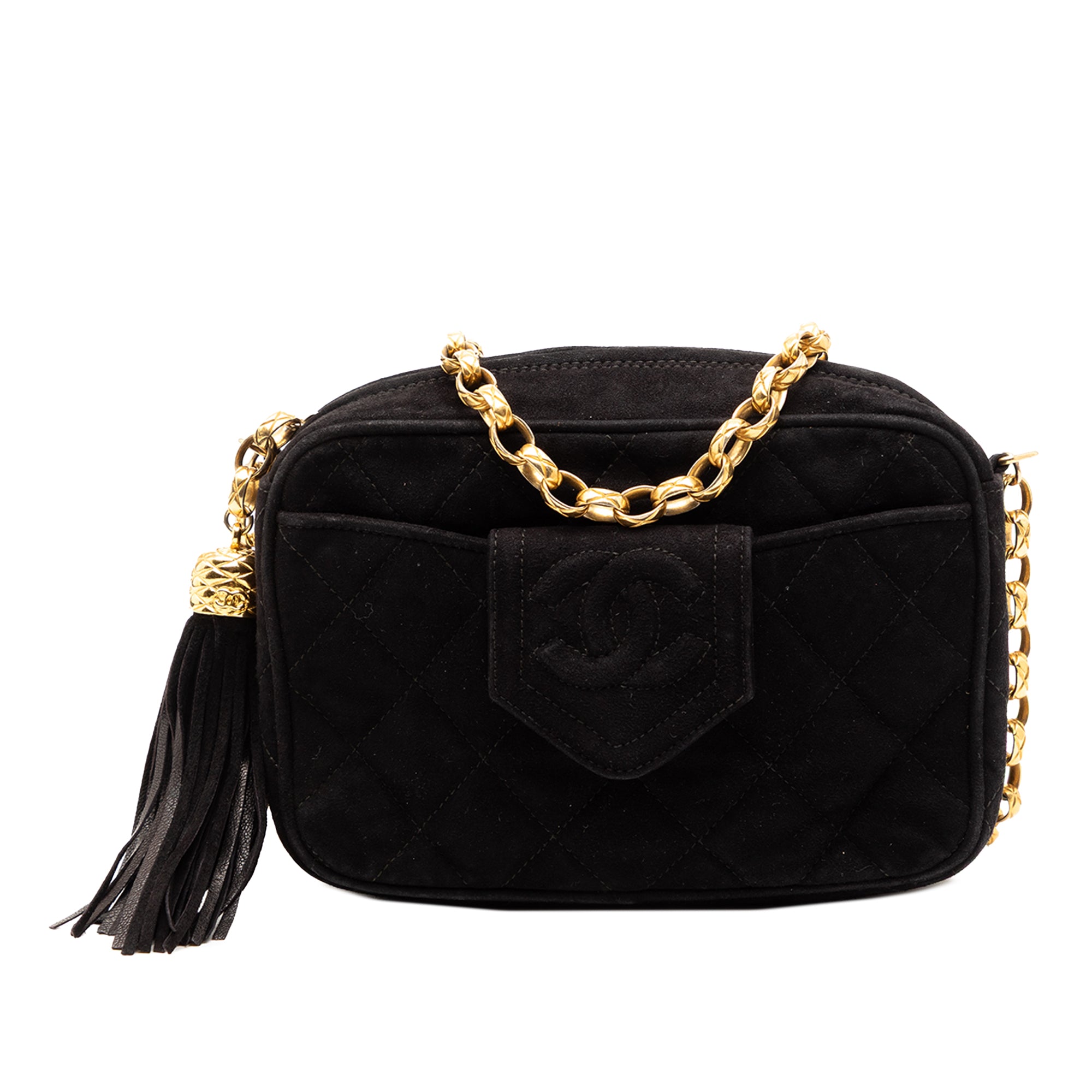 Chanel Mini CC Quilted Suede Tassel Camera Bag - image 1