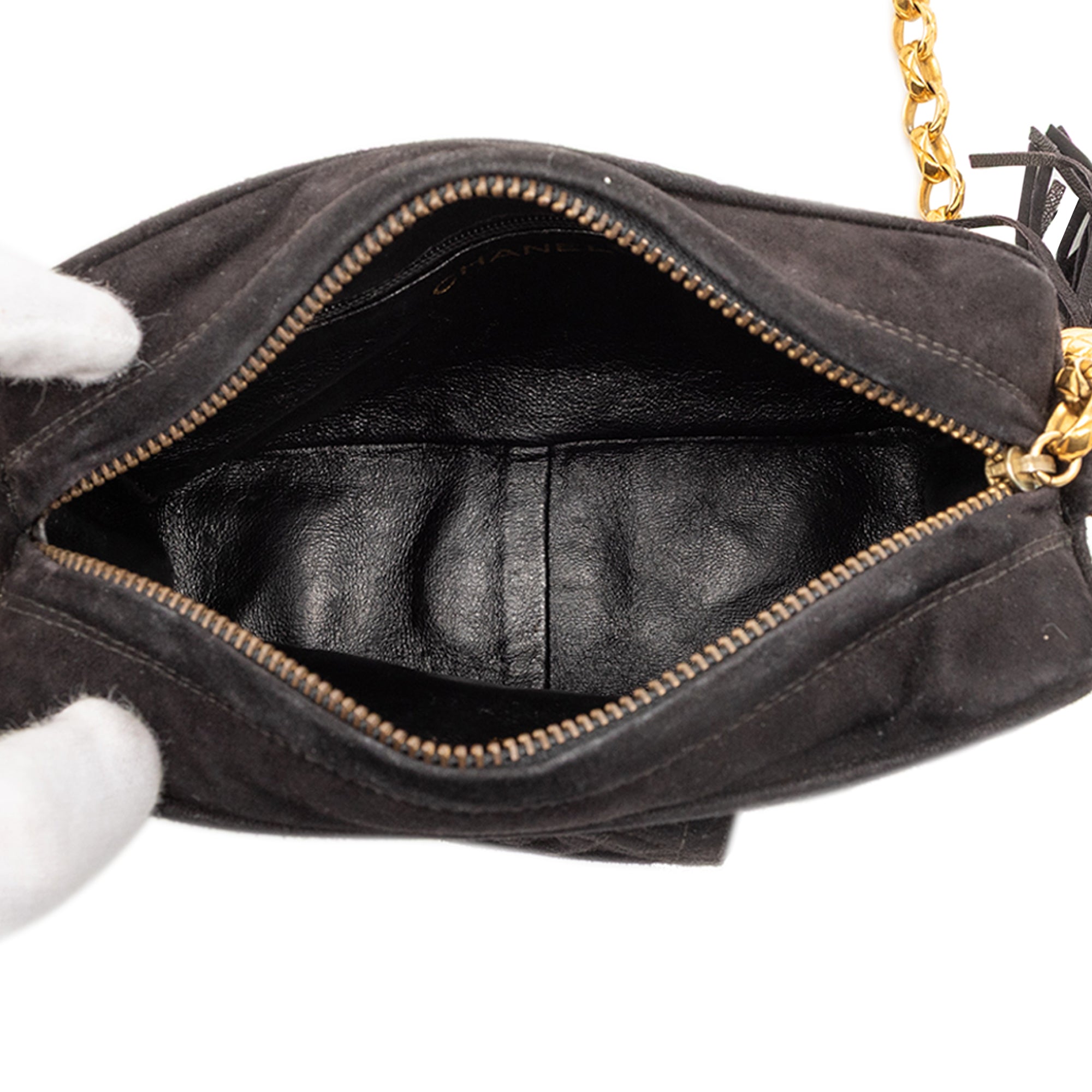 Chanel Mini CC Quilted Suede Tassel Camera Bag - image 4