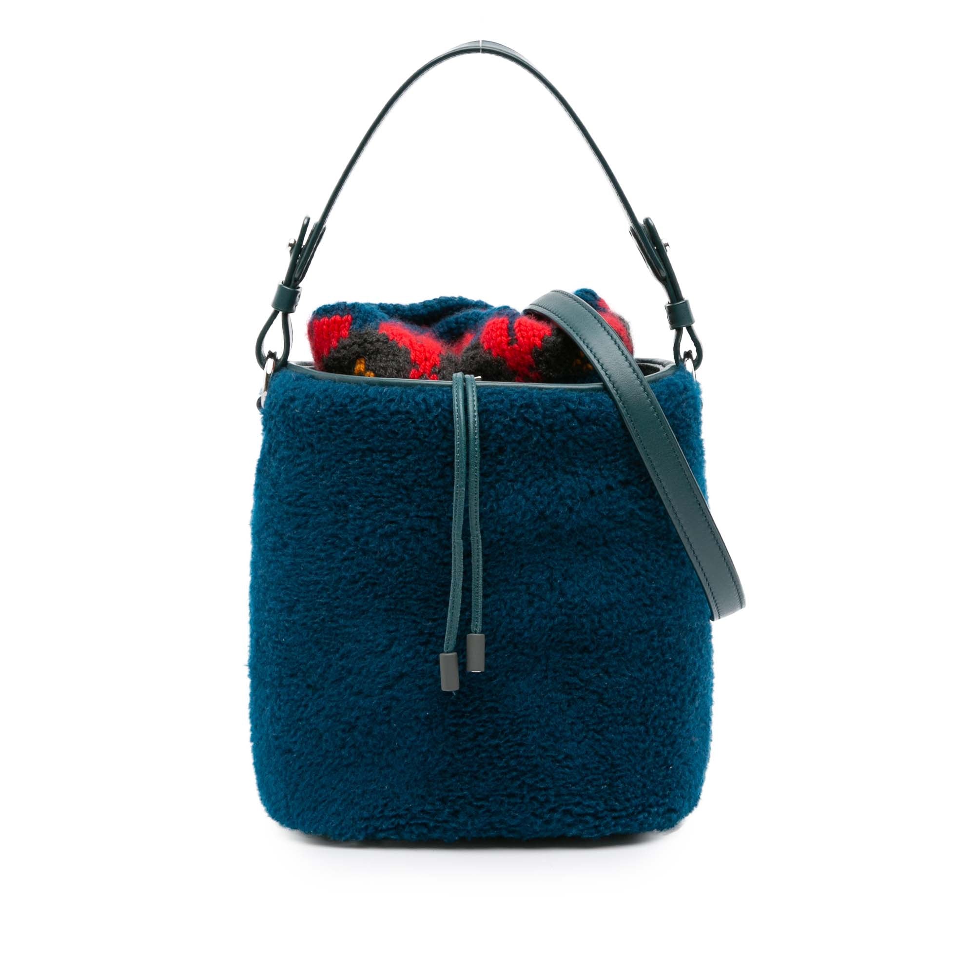 Loro Piana Artemis Shearling And Knit Bucket Bag - image 1