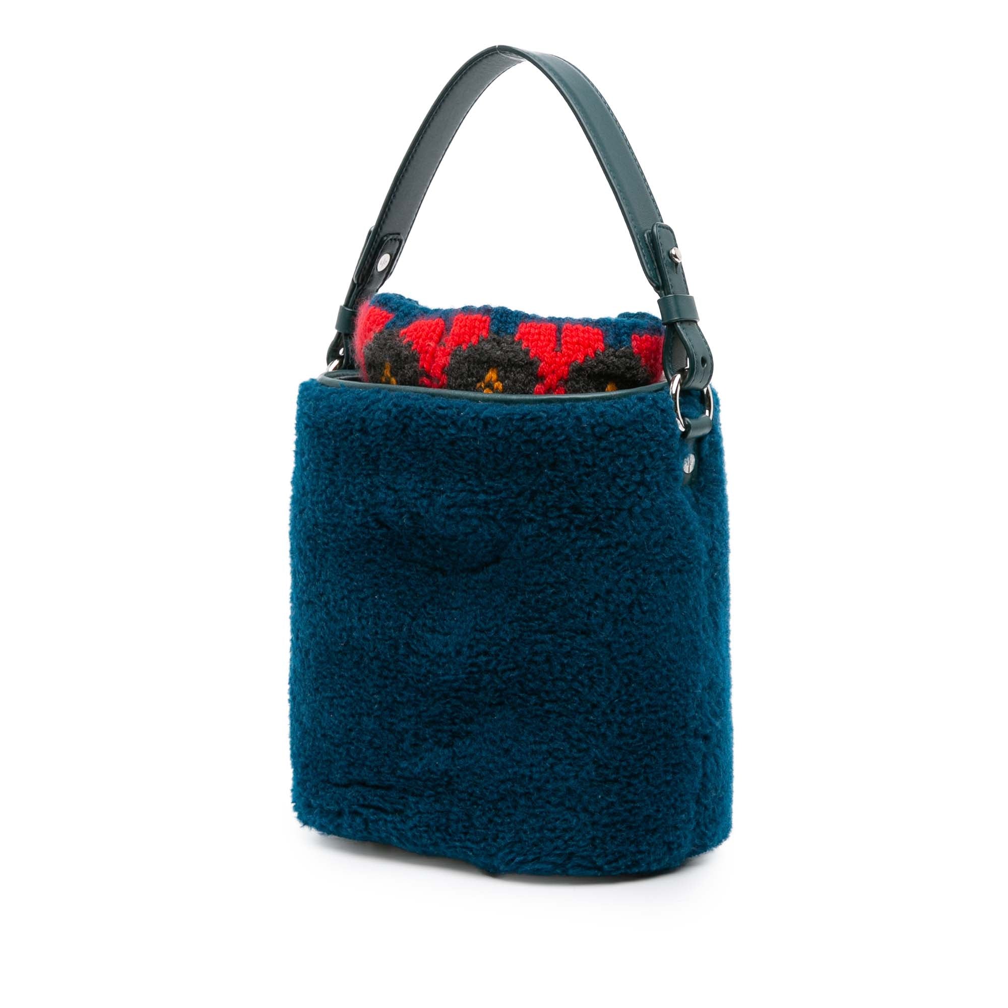 Loro Piana Artemis Shearling And Knit Bucket Bag - image 2