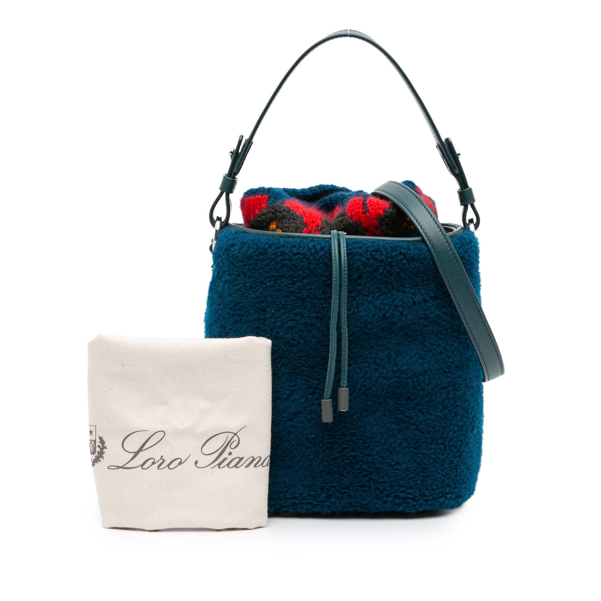 Loro Piana Artemis Shearling And Knit Bucket Bag - image 9