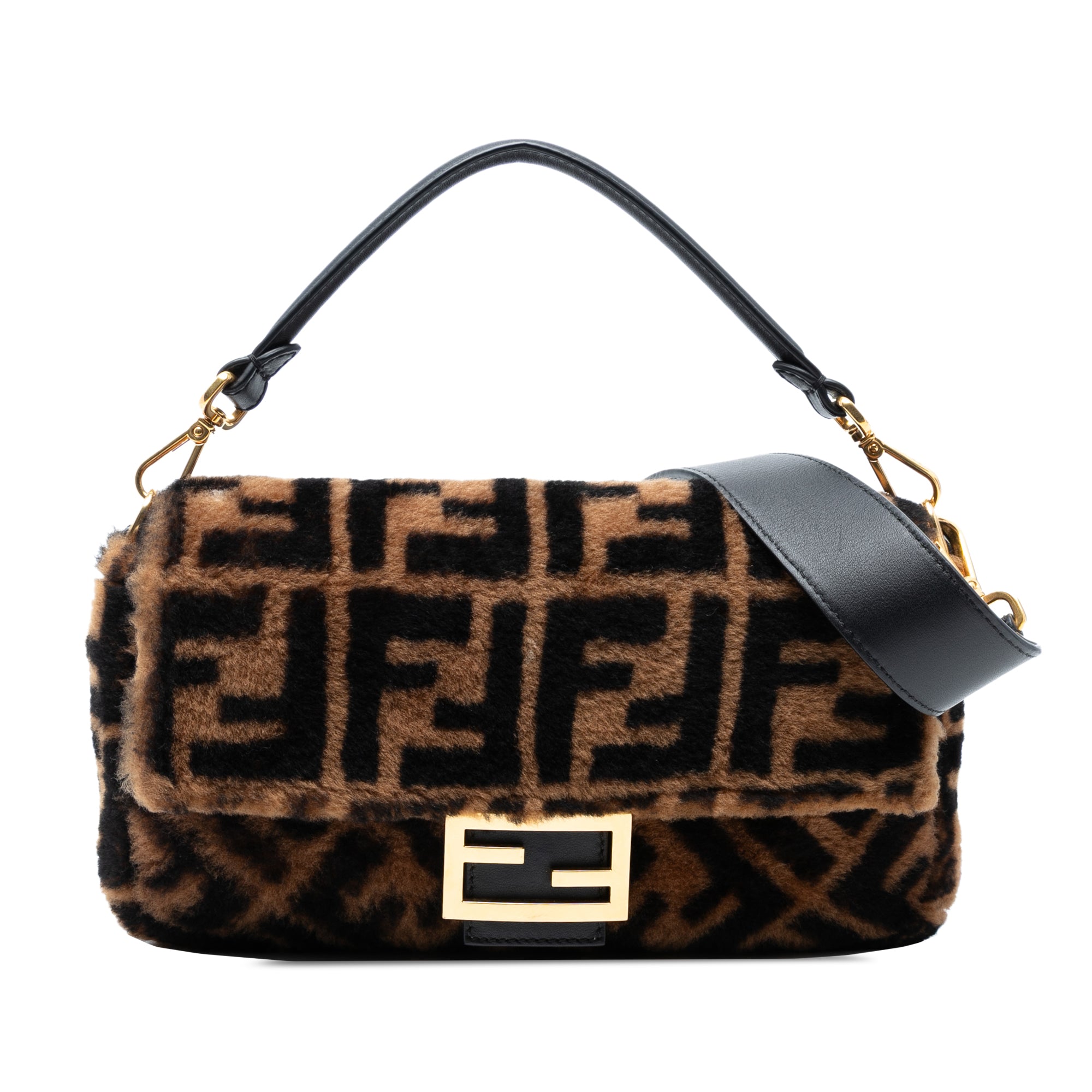 Fendi Medium Zucca Shearling Baguette Satchel - image 1