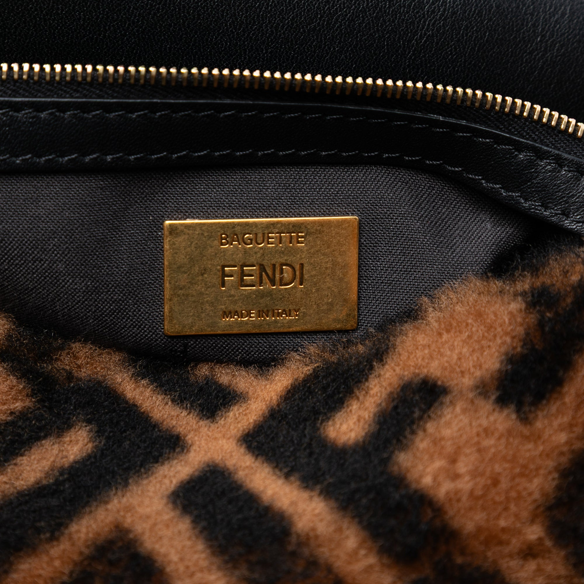 Fendi Medium Zucca Shearling Baguette Satchel - image 5