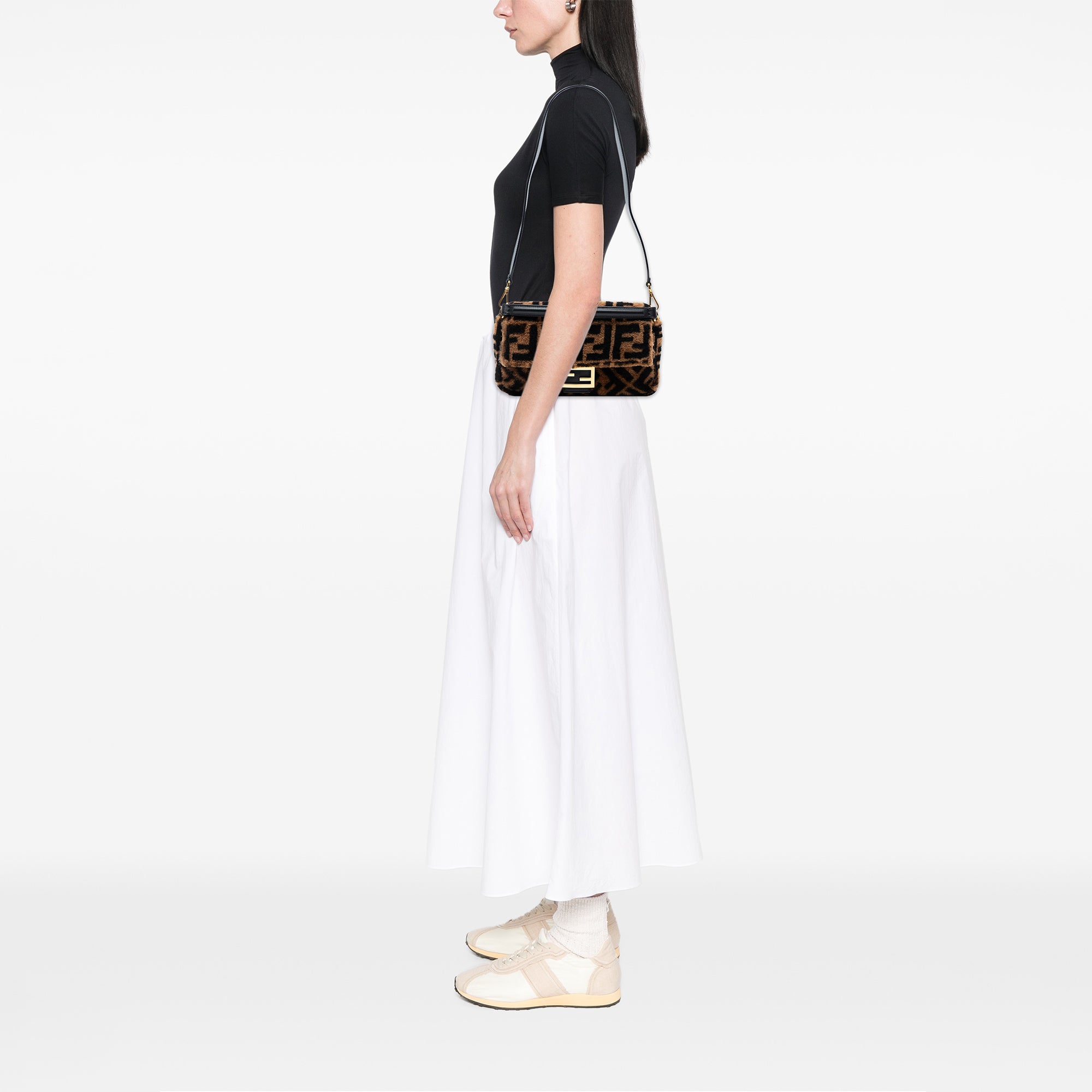 Fendi Medium Zucca Shearling Baguette Satchel - image 7