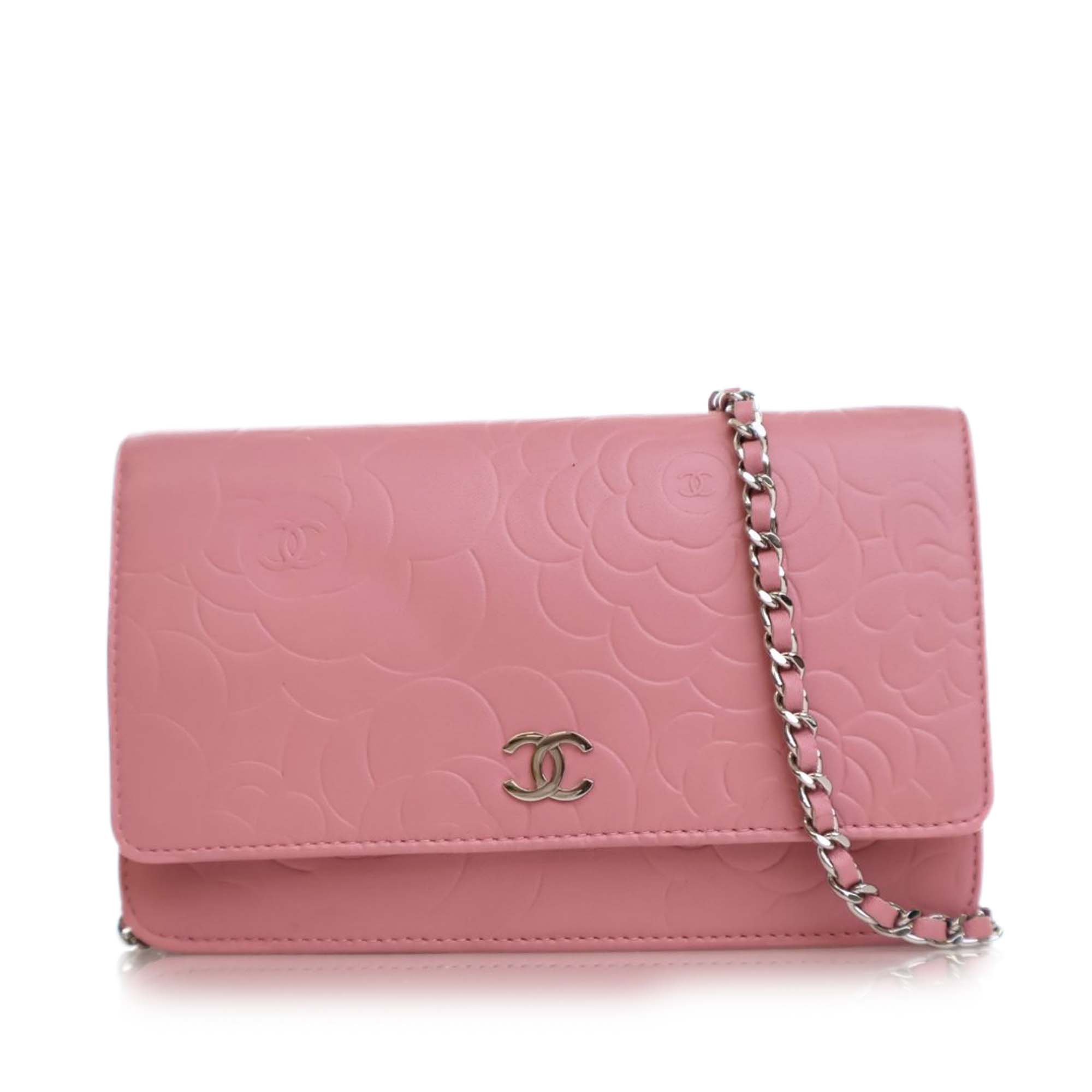 Chanel CC Embossed Lambskin Camellia Wallet On Chain - image 1