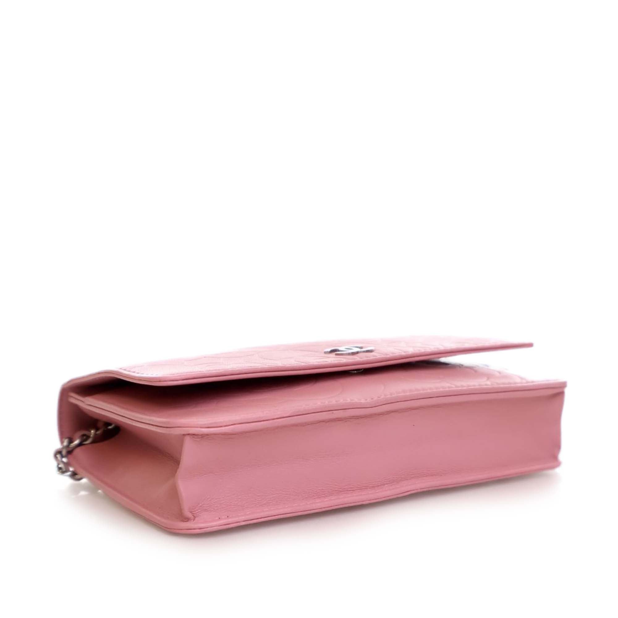 Chanel CC Embossed Lambskin Camellia Wallet On Chain - image 7