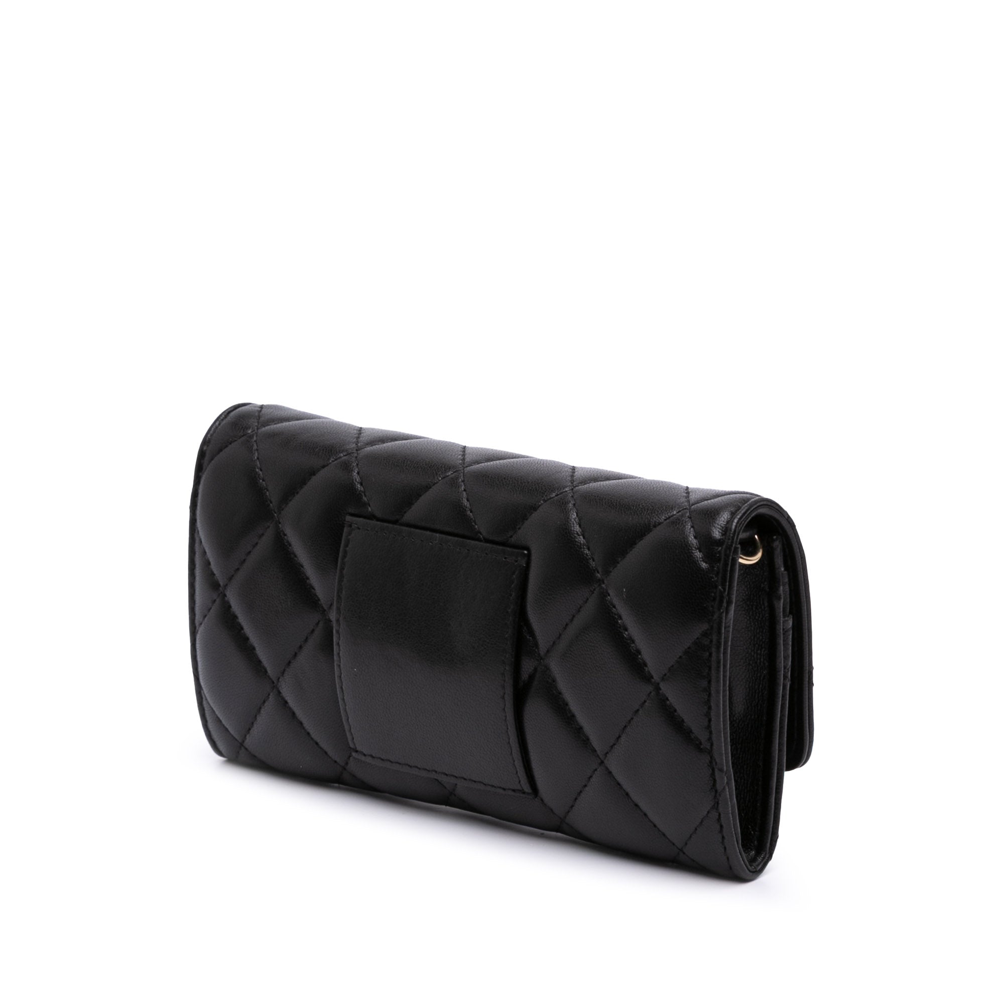 Chanel CC Quilted Shiny Lambskin Ribbon Long Clutch on Chain - image 2