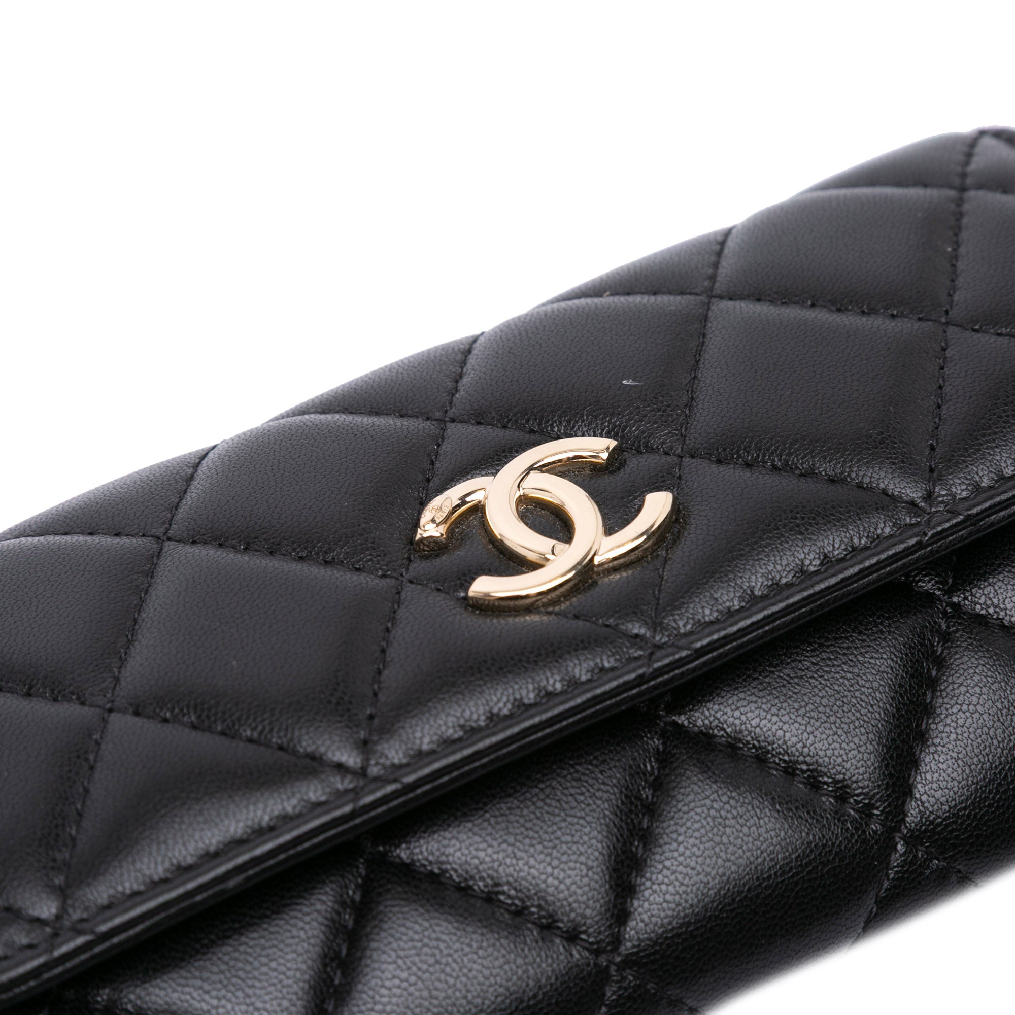 Chanel CC Quilted Shiny Lambskin Ribbon Long Clutch on Chain - image 8
