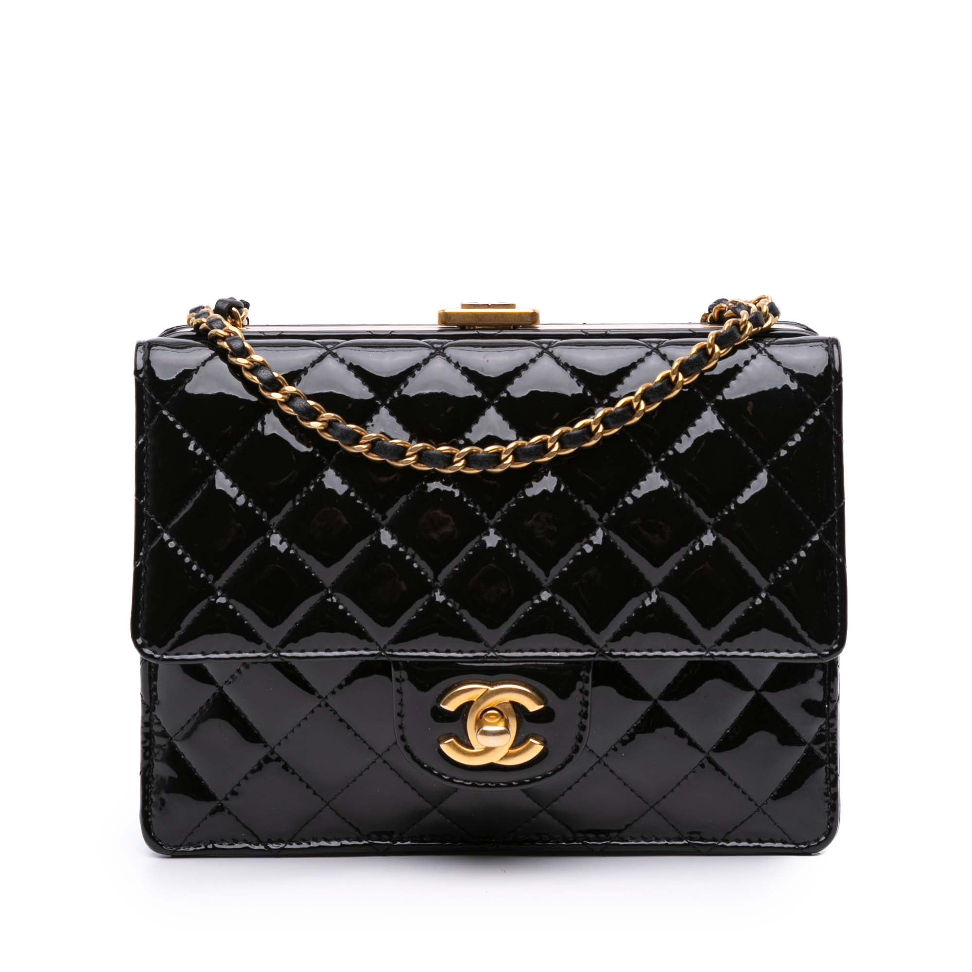 Chanel CC Quilted Patent Frame Flap - image 1