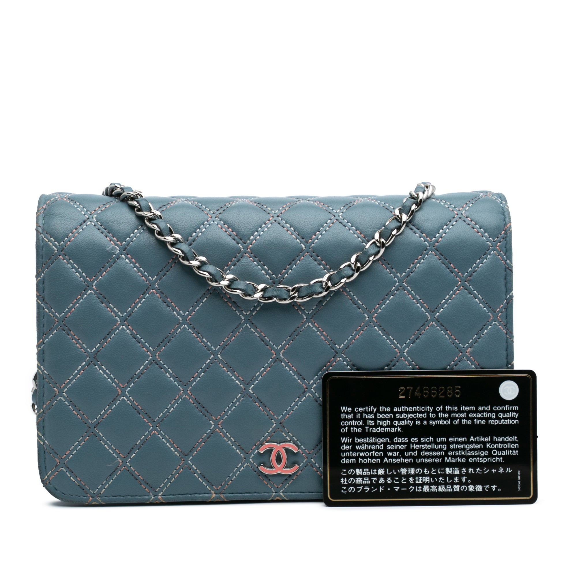 Chanel CC Quilted Lambskin Double Stitch Wallet On Chain - image 11