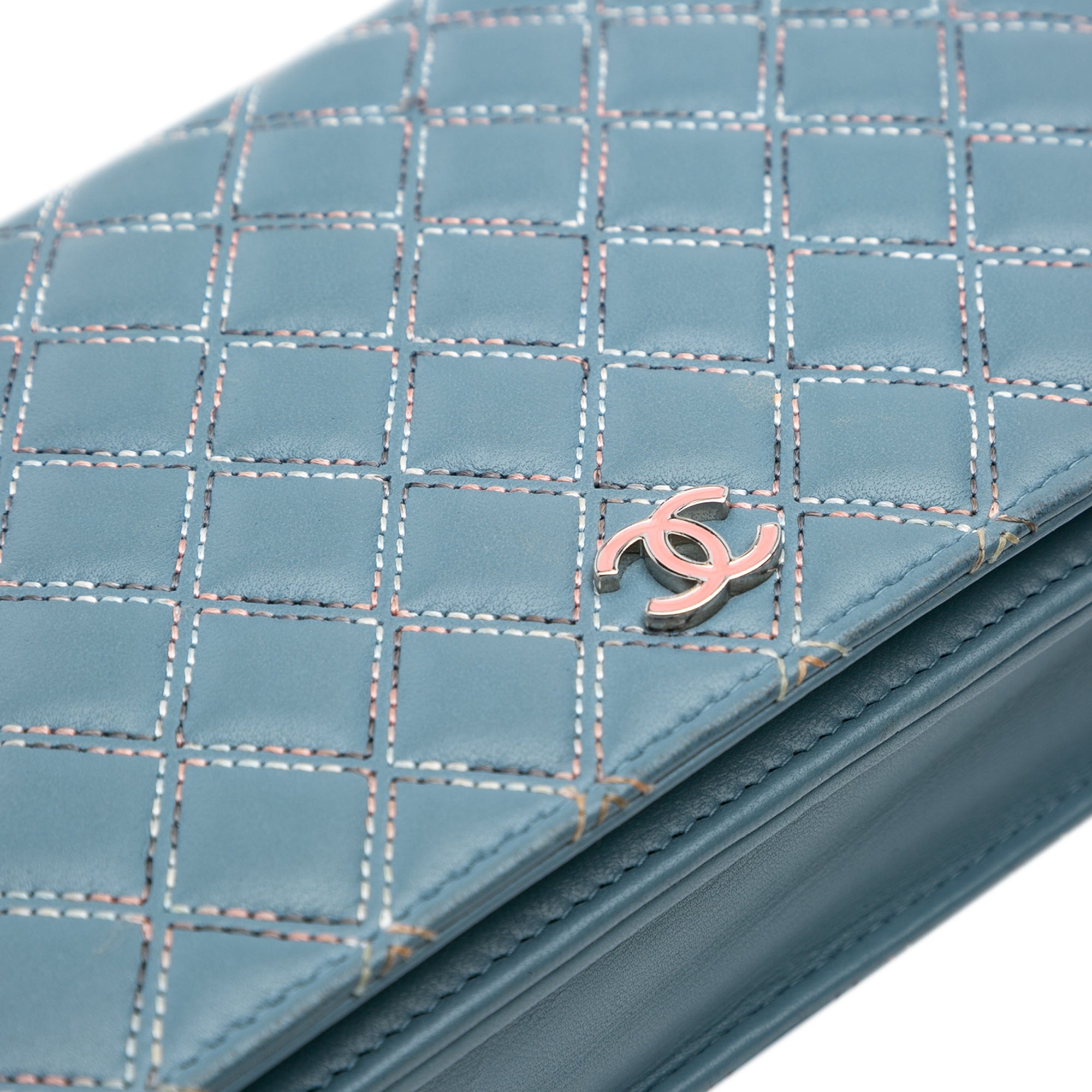 Chanel CC Quilted Lambskin Double Stitch Wallet On Chain - image 9