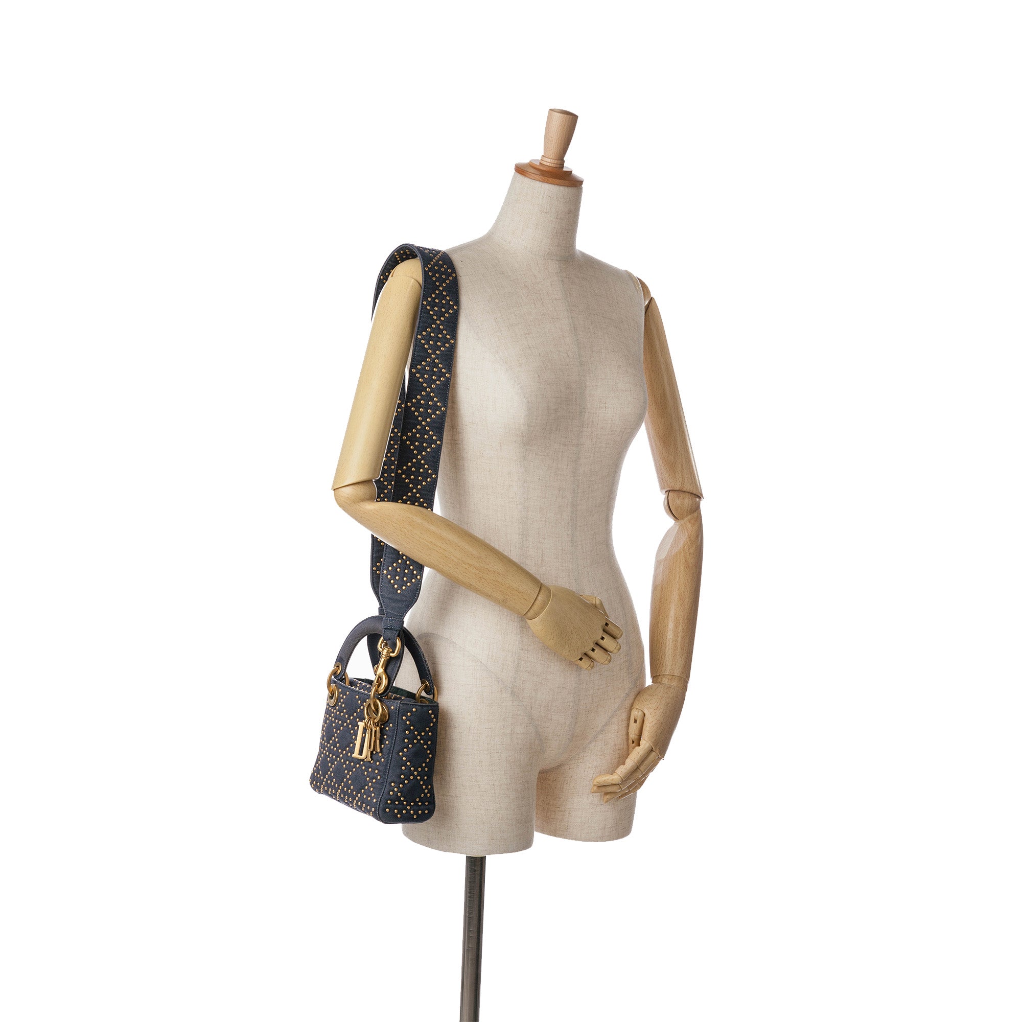 Dior Mini Denim Cannage Studded Supple Lady Dior - image 9