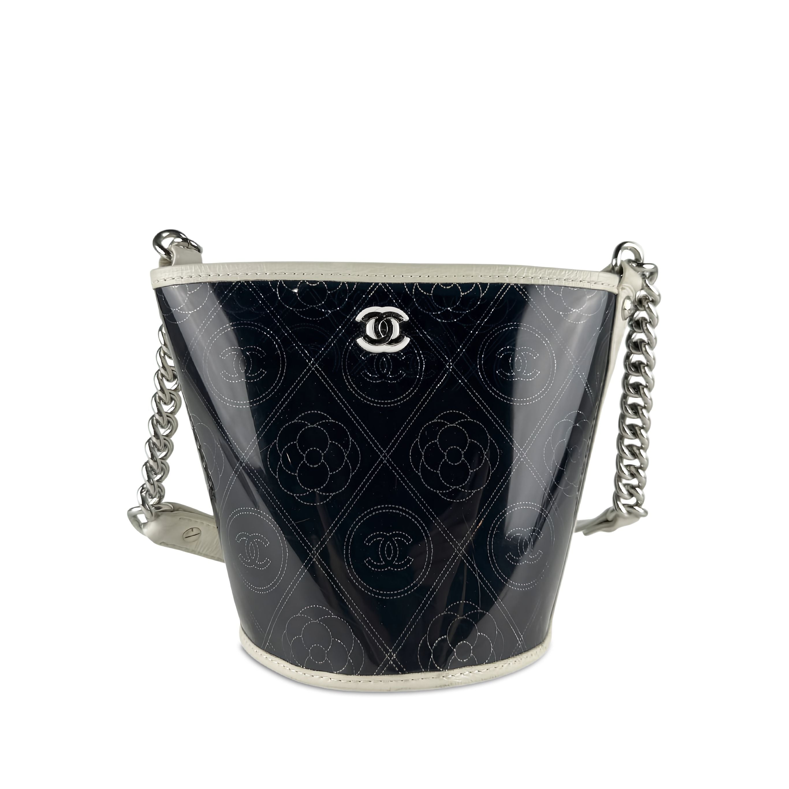 Chanel Small PVC and Crumpled Calfskin Camellia Coco Bucket Bag - image 1