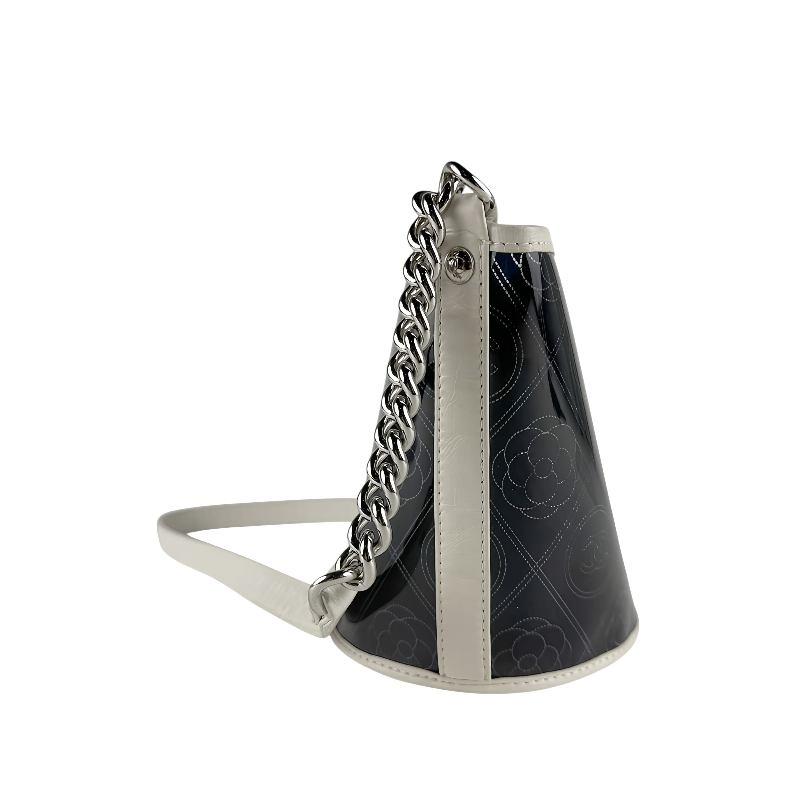 Chanel Small PVC and Crumpled Calfskin Camellia Coco Bucket Bag - image 12