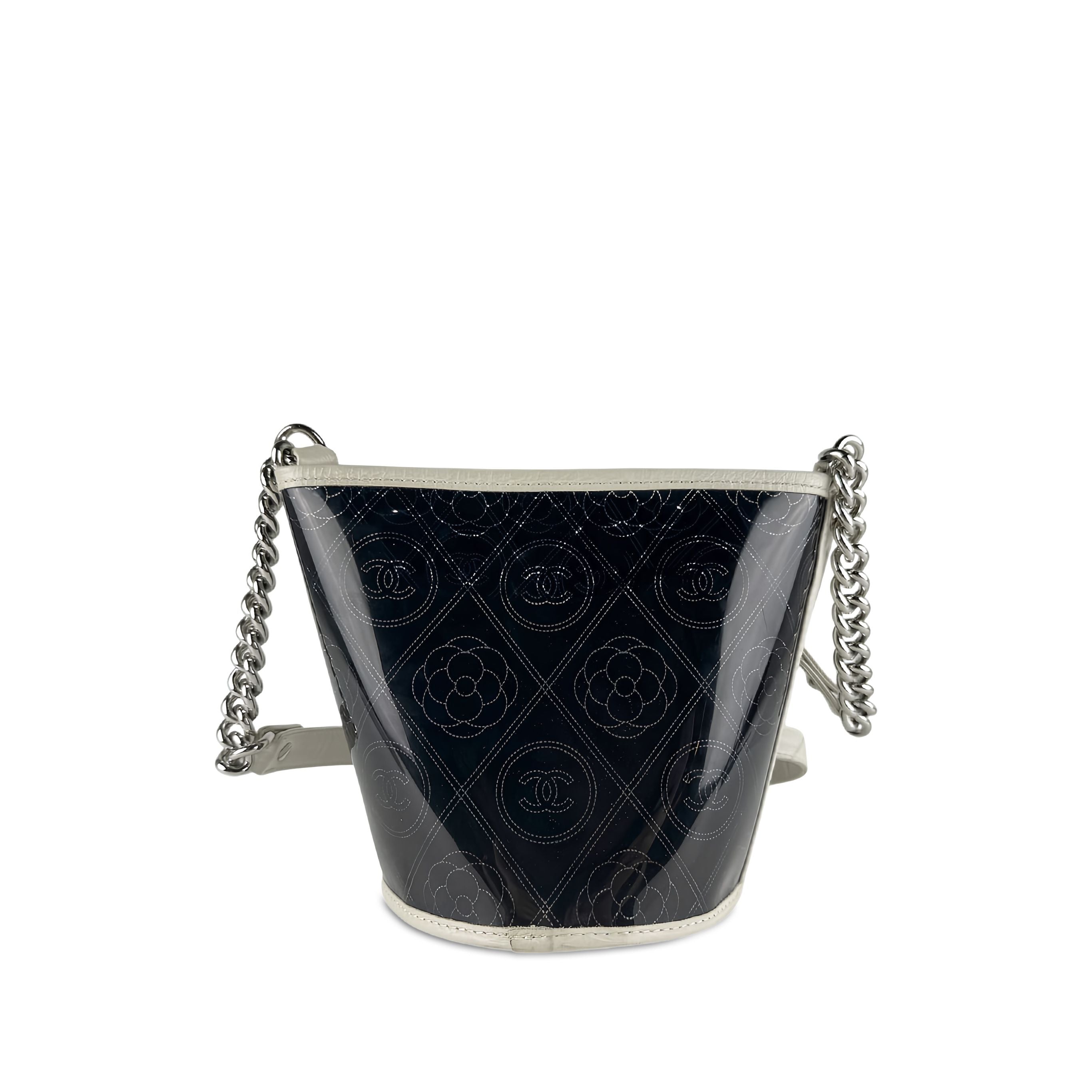 Chanel Small PVC and Crumpled Calfskin Camellia Coco Bucket Bag - image 2