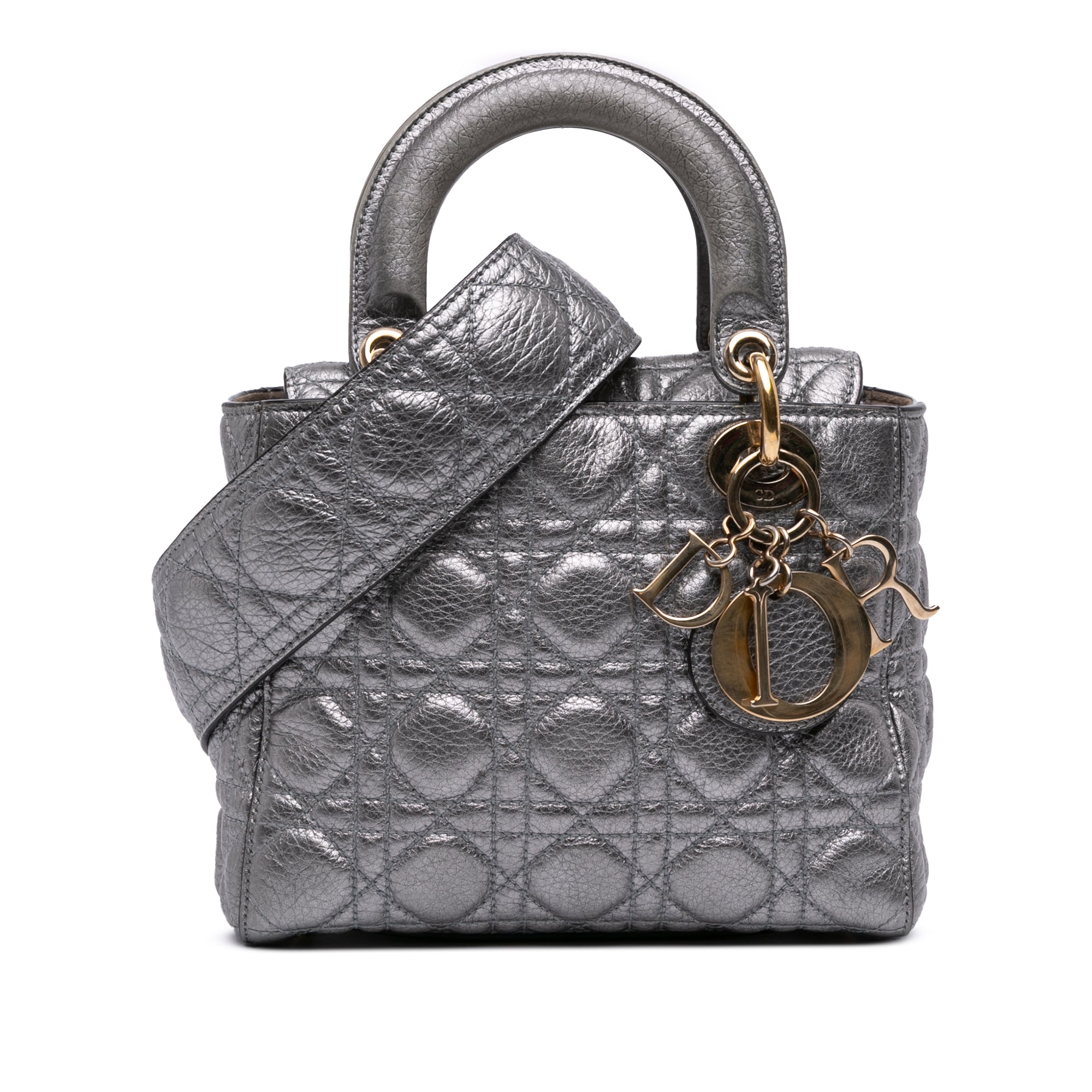 Dior Small Metallic Grained Calfskin Cannage Supple Lady Dior - image 1