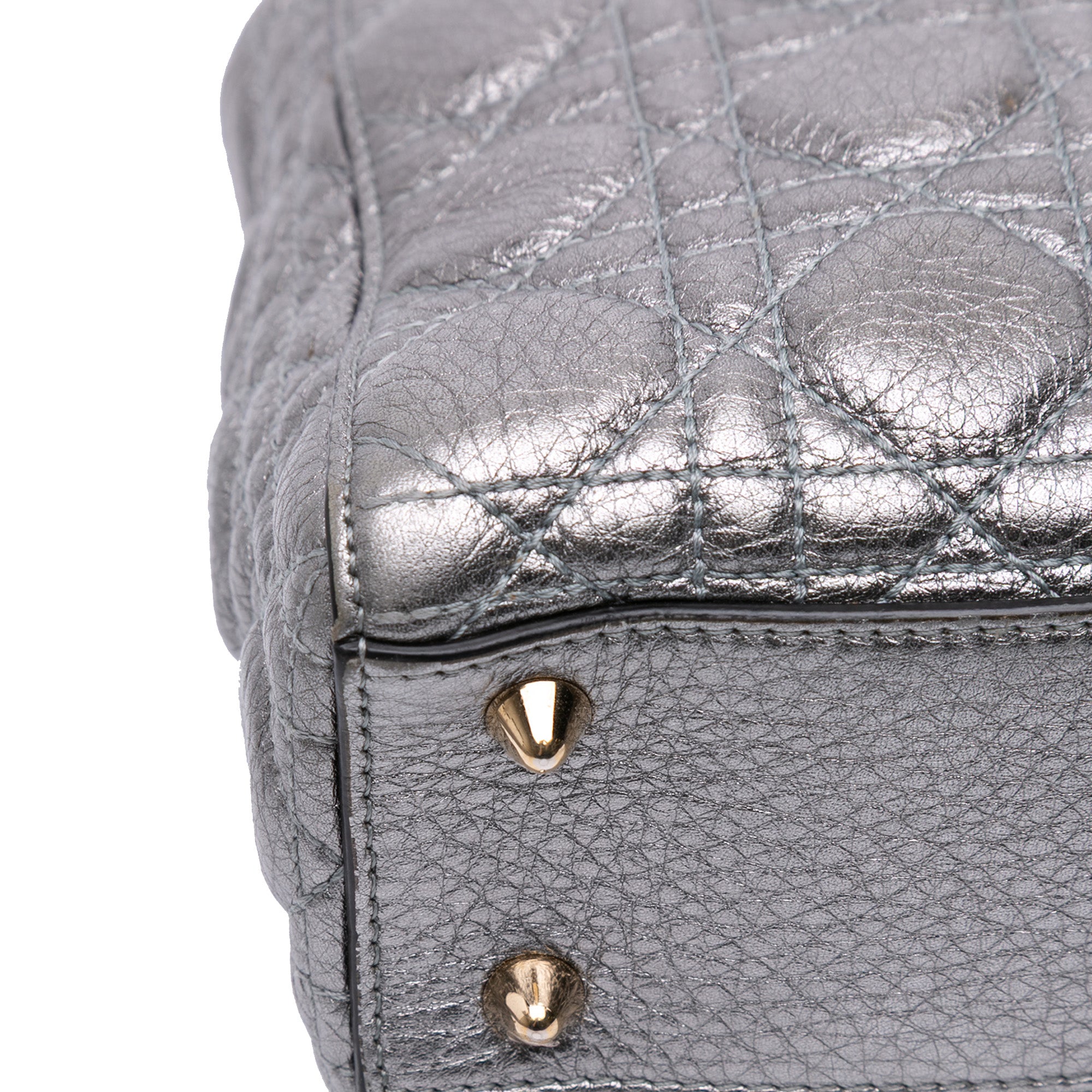 Dior Small Metallic Grained Calfskin Cannage Supple Lady Dior - image 6