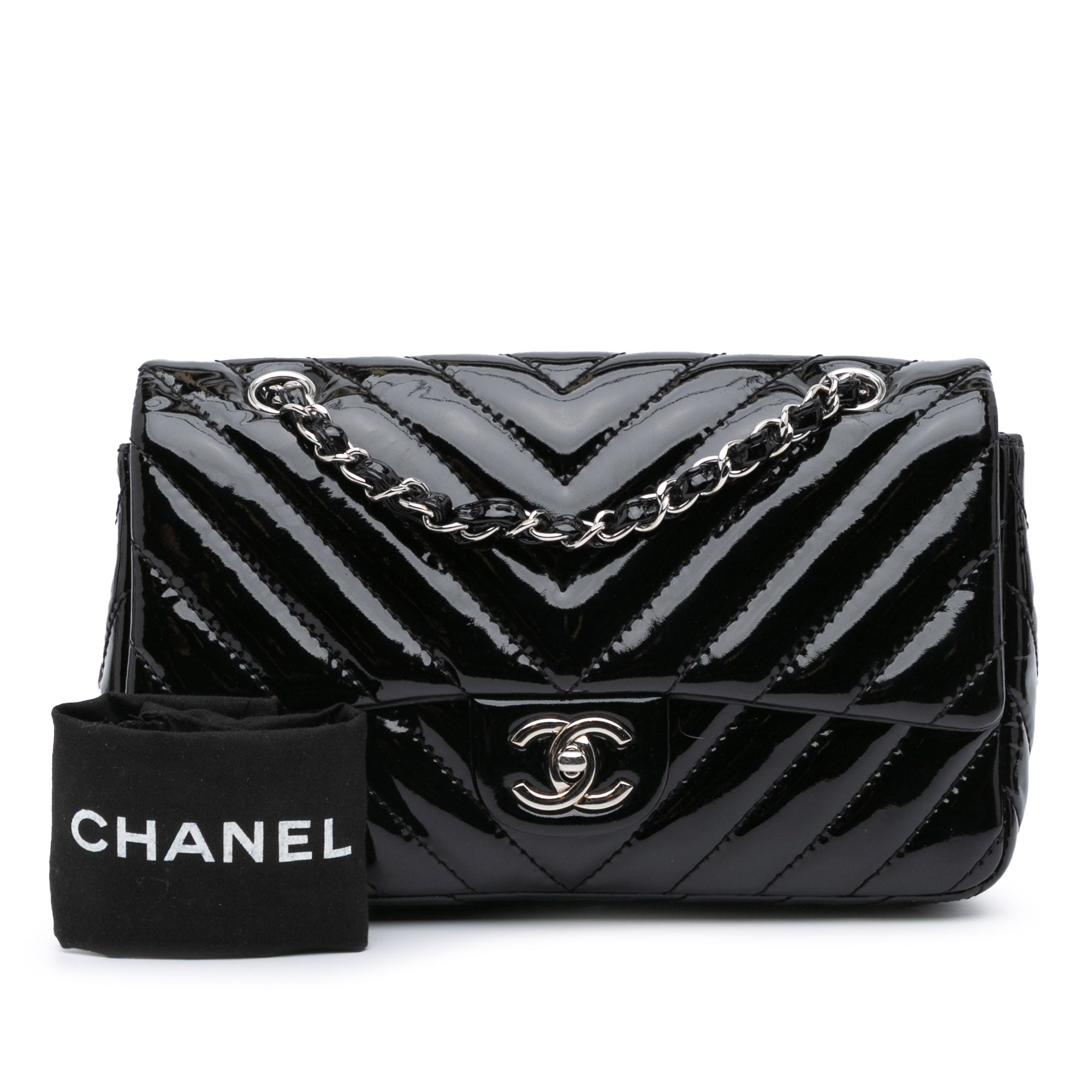 Chanel Medium Classic Chevron Patent Double Flap - image 11
