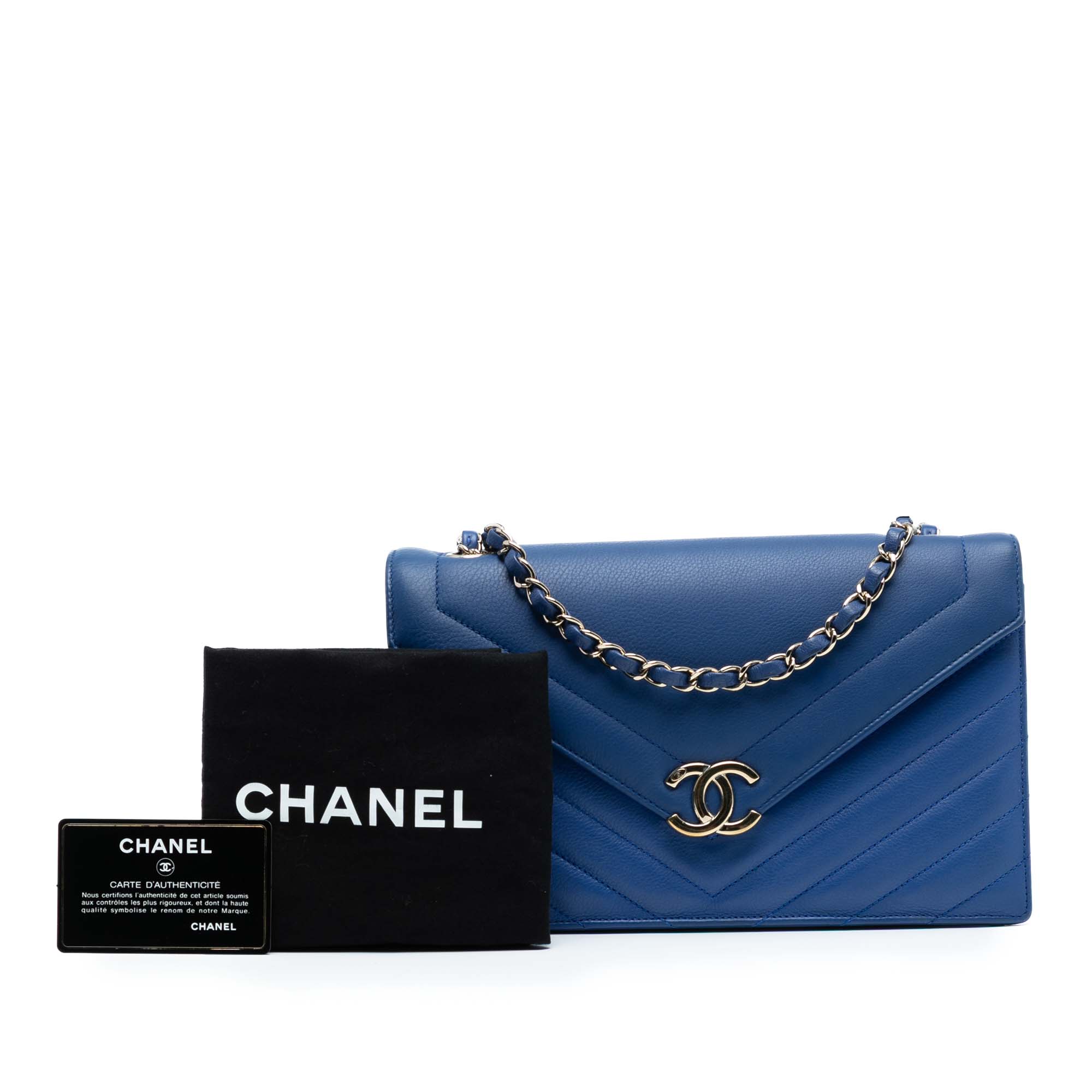 Chanel Medium CC Chevron Calfskin Envelope Flap - image 8