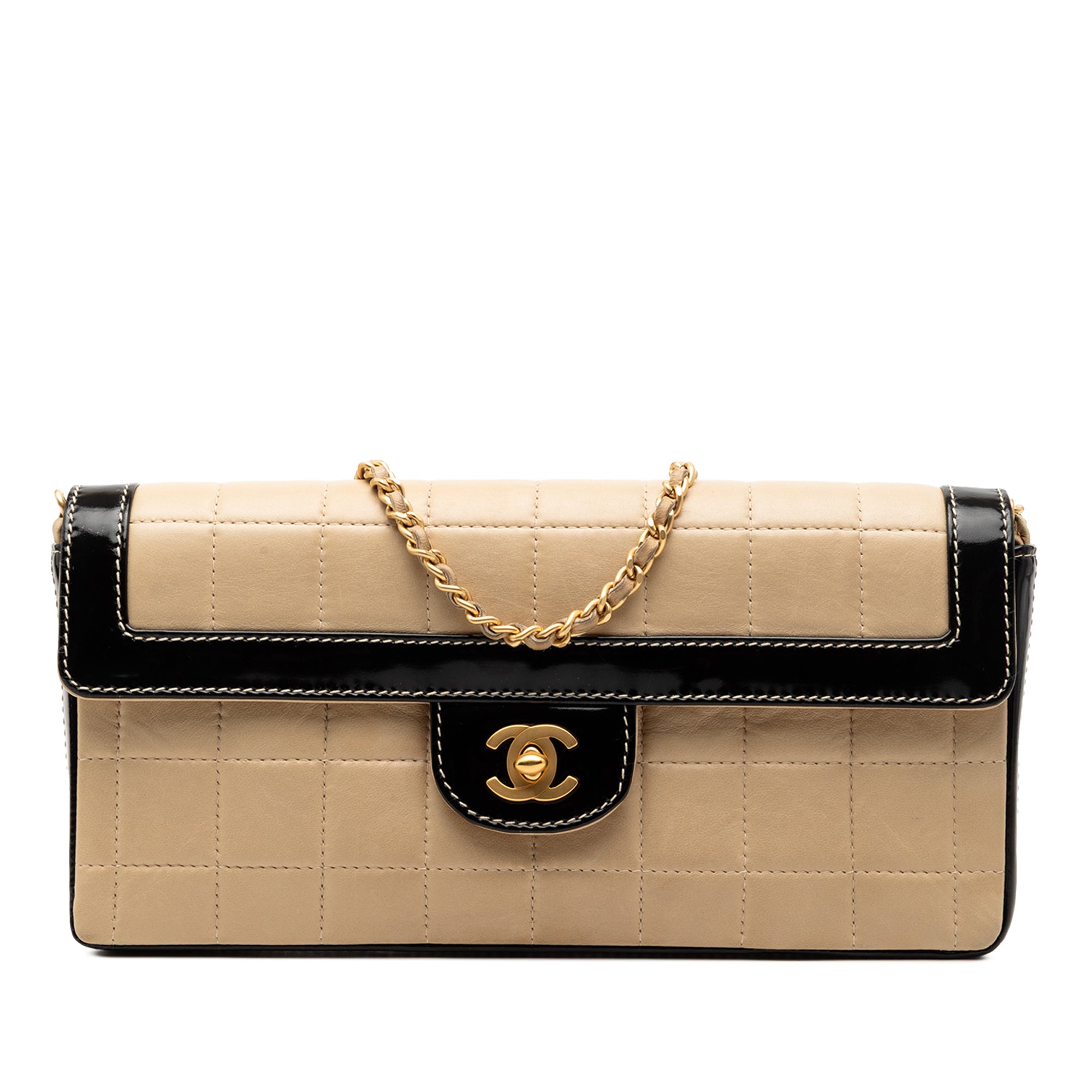 Chanel CC Chocolate Bar Lambskin and Patent East West Flap - image 1