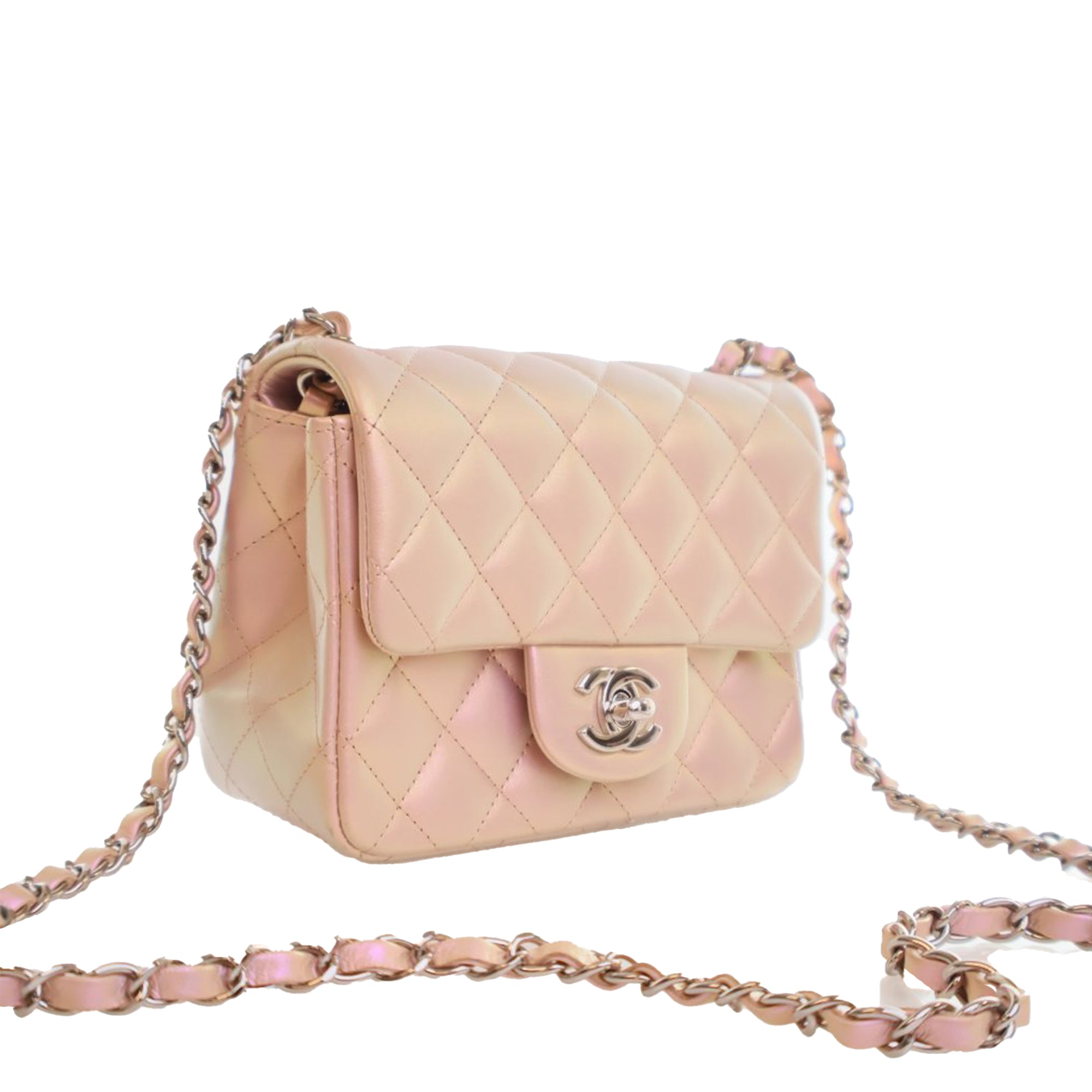 Chanel Mini Square Classic Iridescent Calfskin Single Flap - image 3
