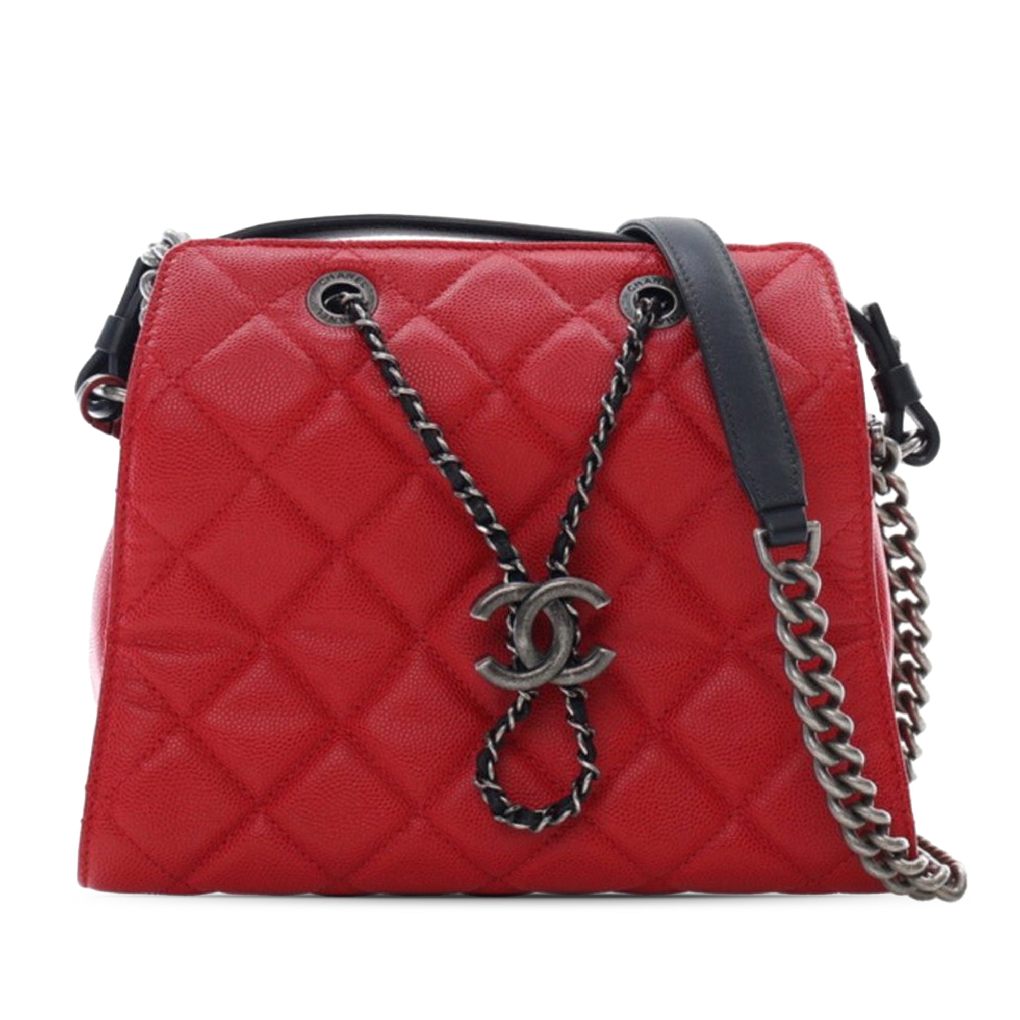 Chanel Small CC Bicolor Quilted Caviar Bucket Bag - image 1