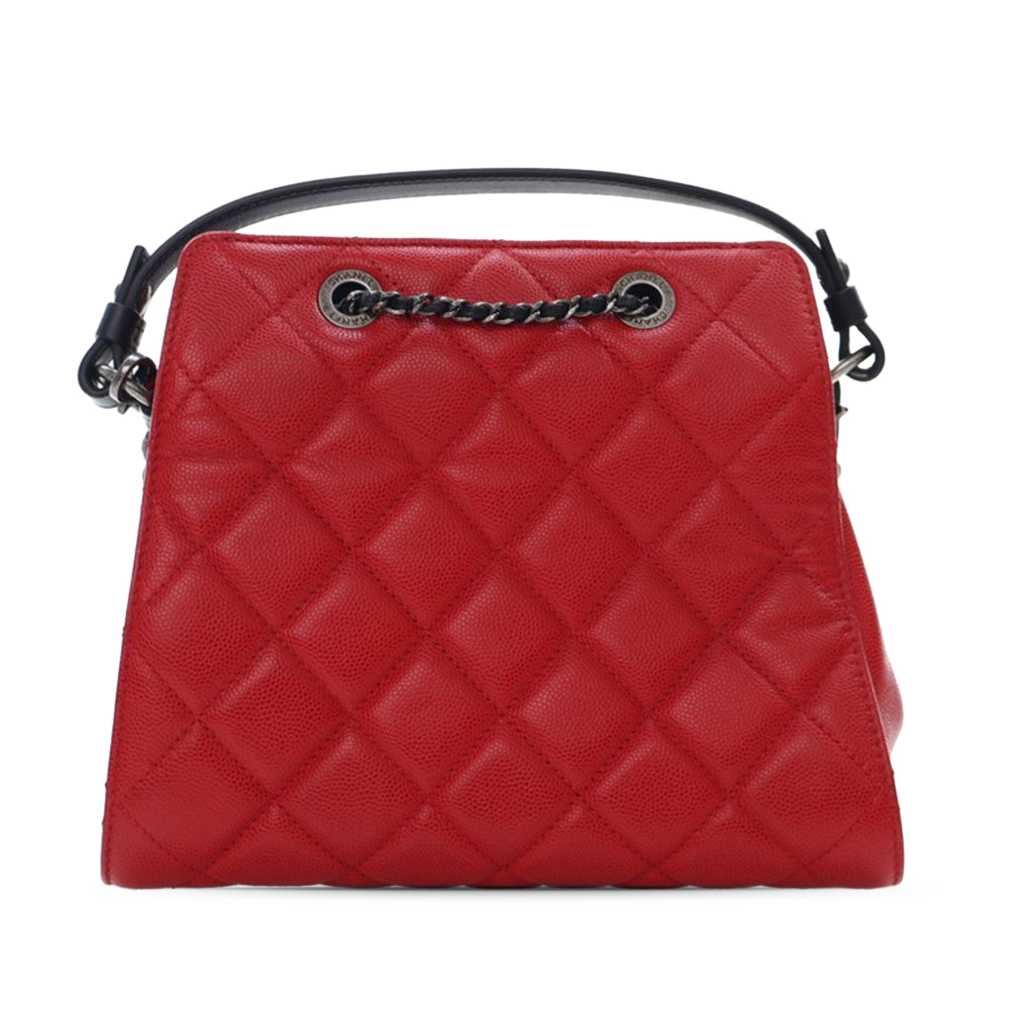 Chanel Small CC Bicolor Quilted Caviar Bucket Bag - image 2