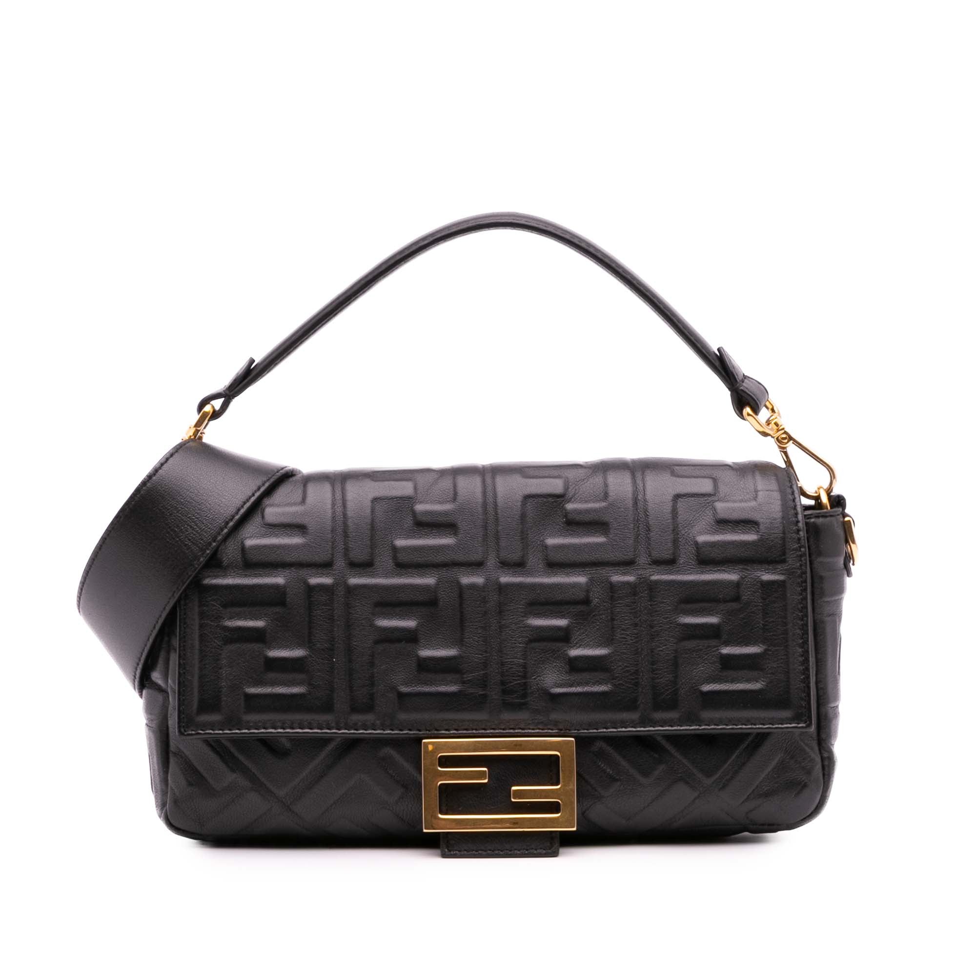 Fendi Zucca Embossed Leather Baguette Satchel - image 1