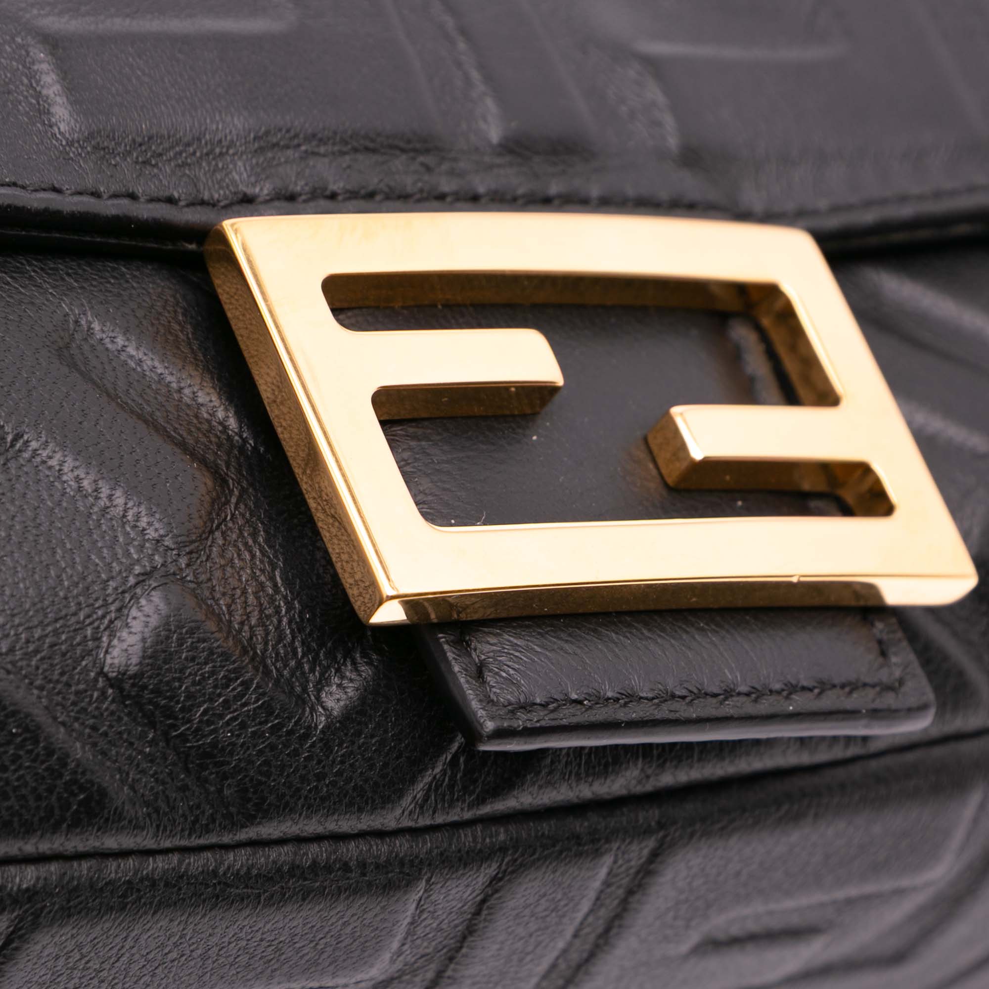 Fendi Zucca Embossed Leather Baguette Satchel - image 7