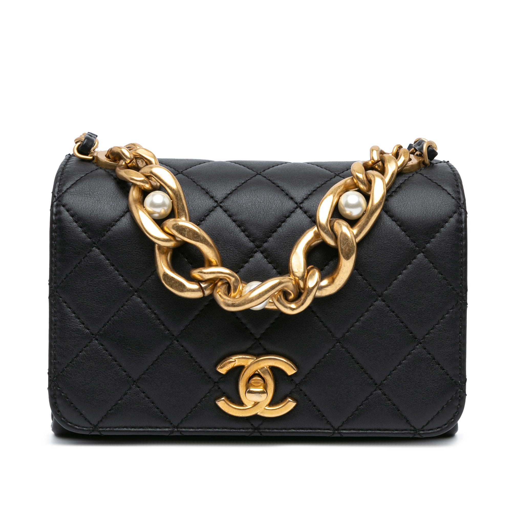 Chanel Quilted Calfskin Pearl Jewel Chain Flap - image 1