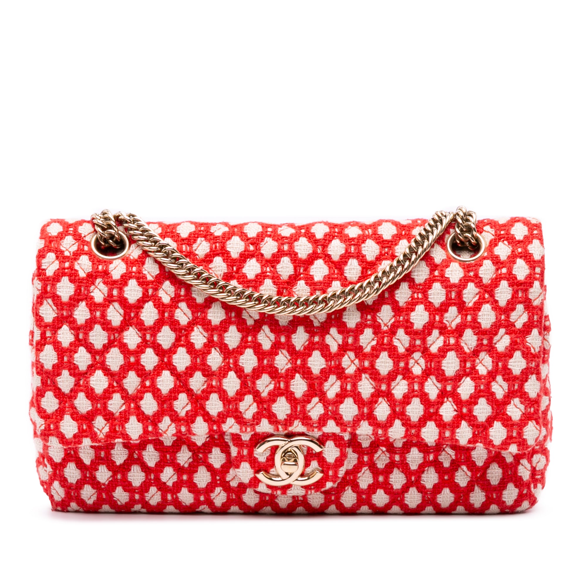 Chanel Medium Quilted Tweed Bijoux Chain Double Flap - image 1