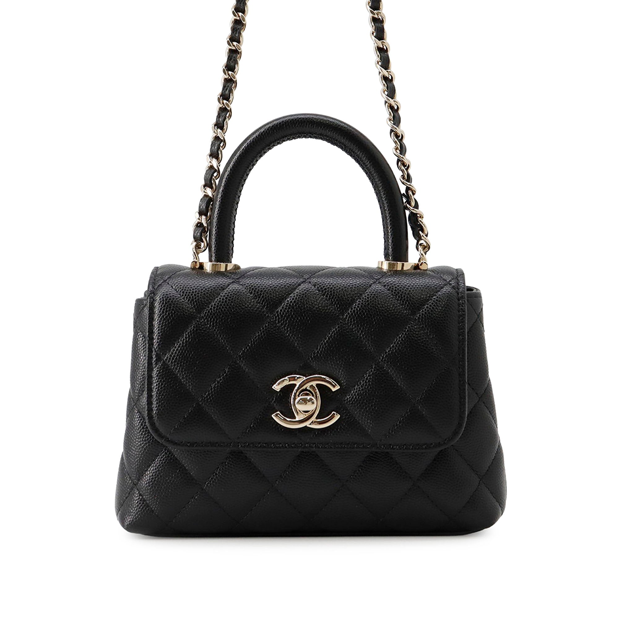 Chanel Extra Mini Quilted Caviar Coco Top Handle Bag - image 1