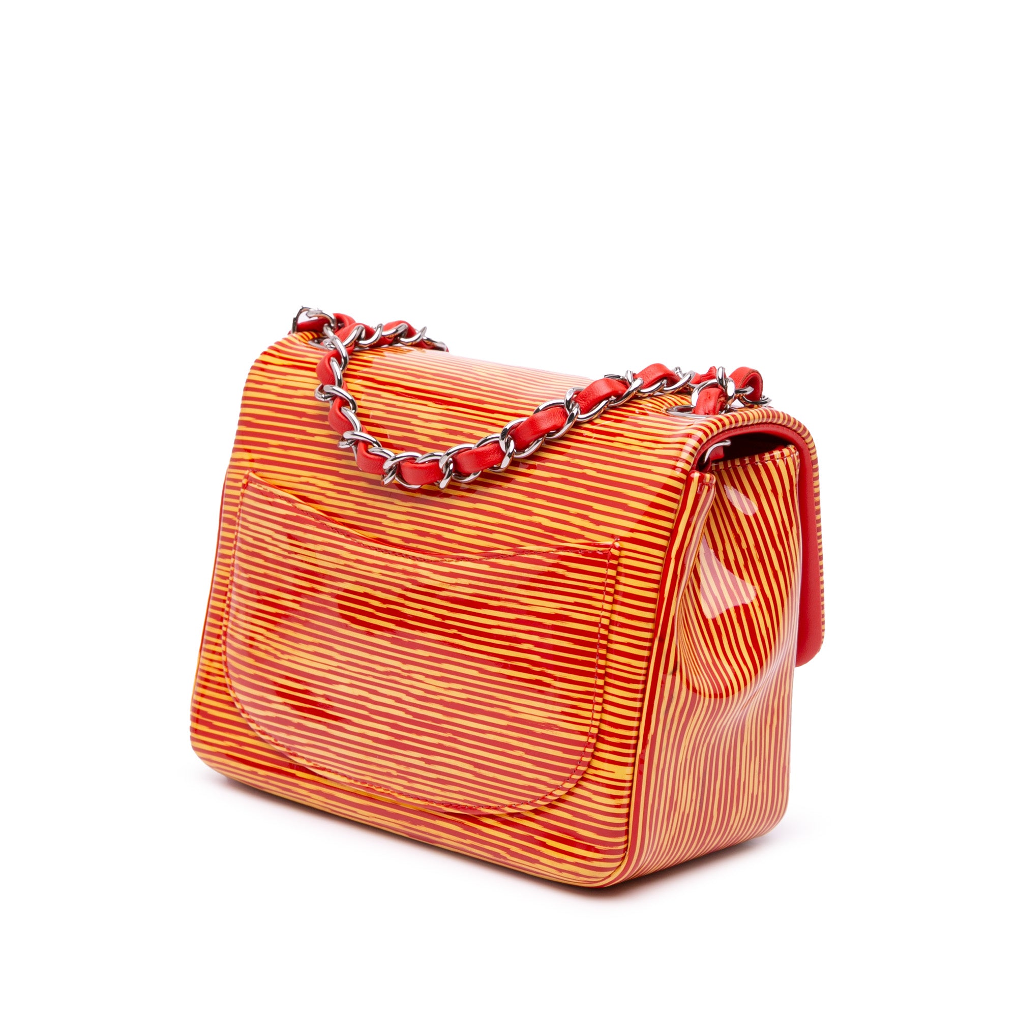 Chanel Mini Square Classic Patent Striped Single Flap - image 2