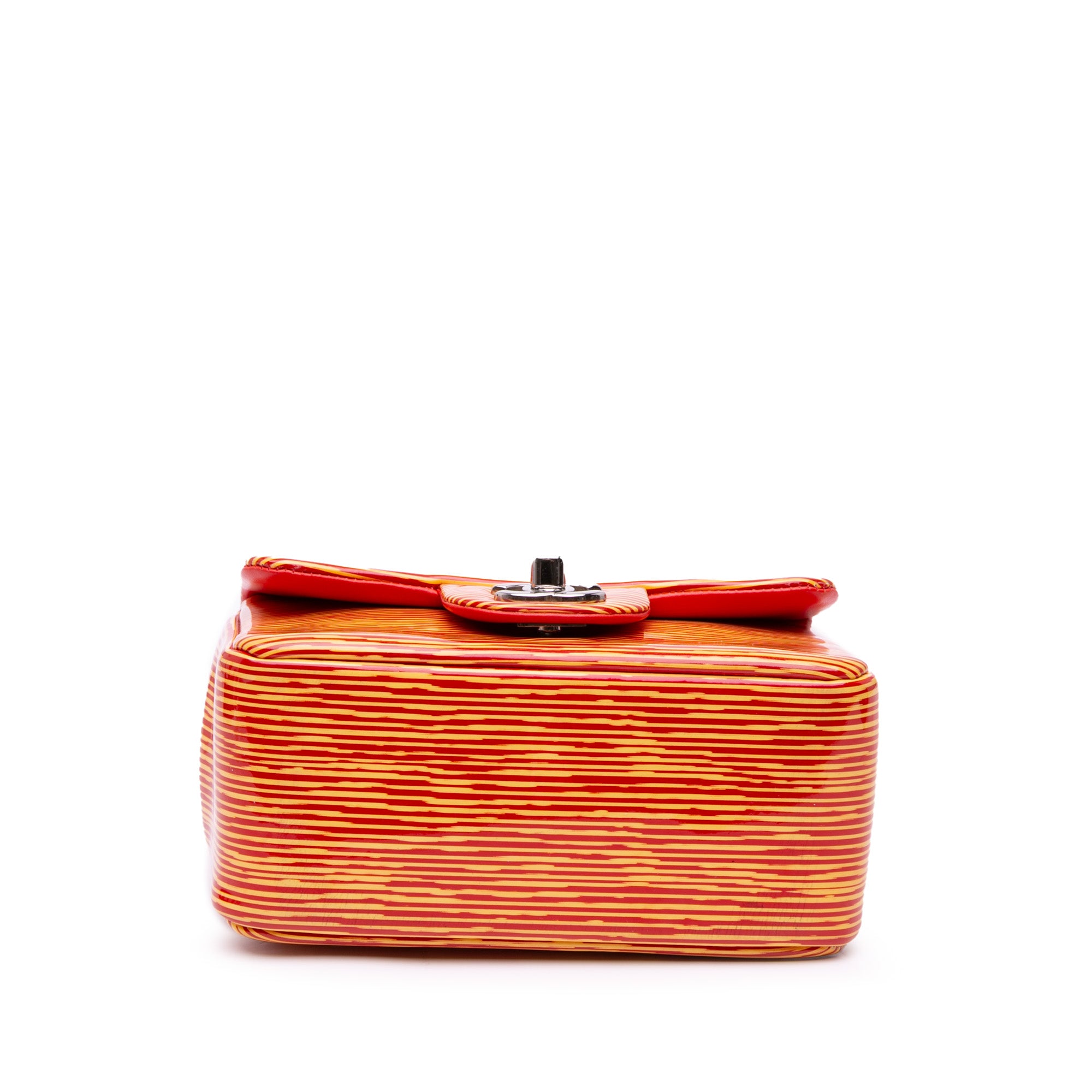 Chanel Mini Square Classic Patent Striped Single Flap - image 3