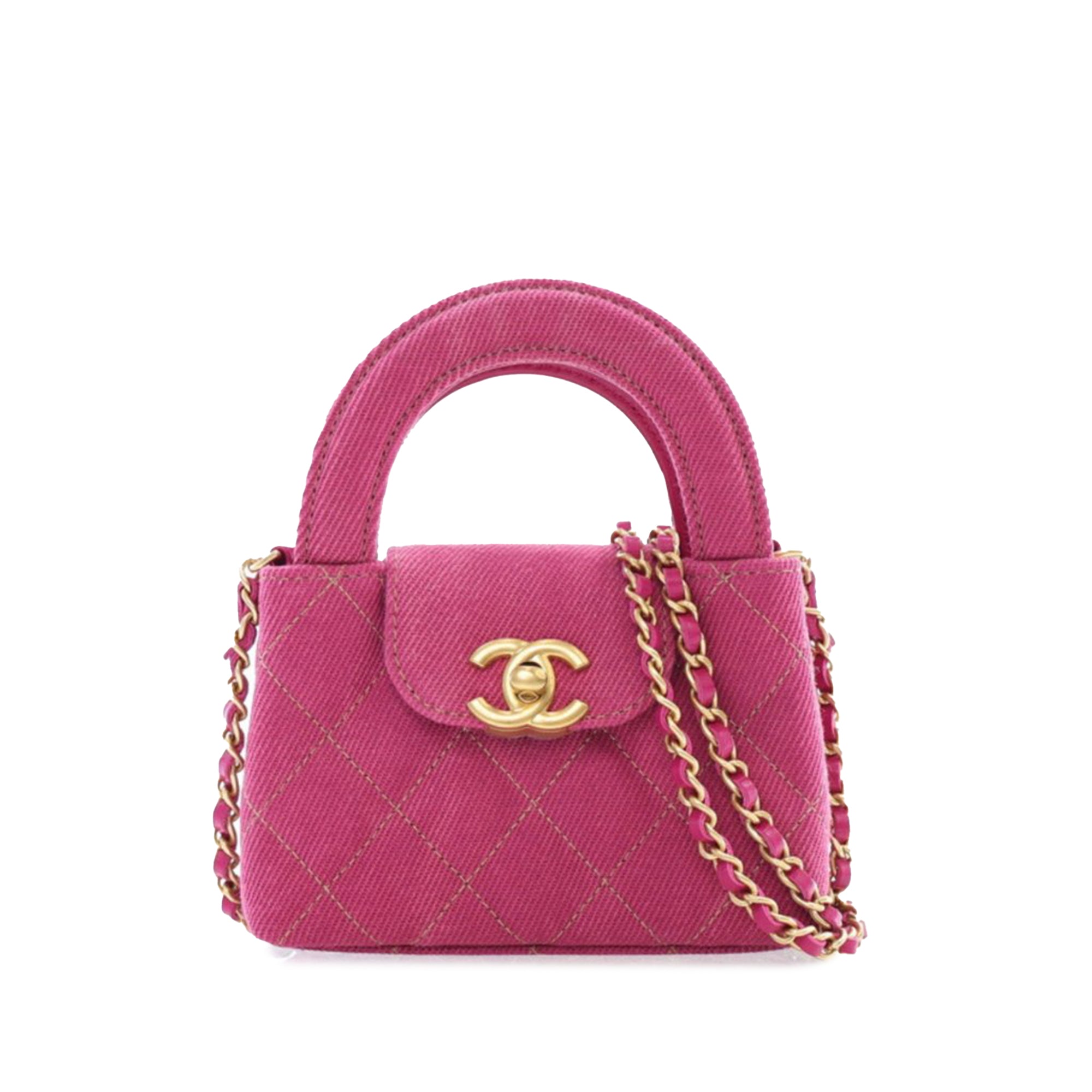 Chanel Nano Quilted Denim Kelly Shopper Bag - image 1