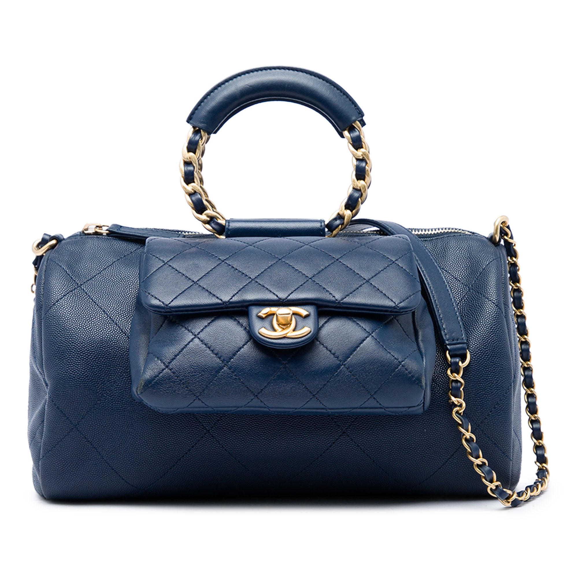 Chanel Small Quilted Caviar and Lambskin In The Loop Bowling Bag - image 1