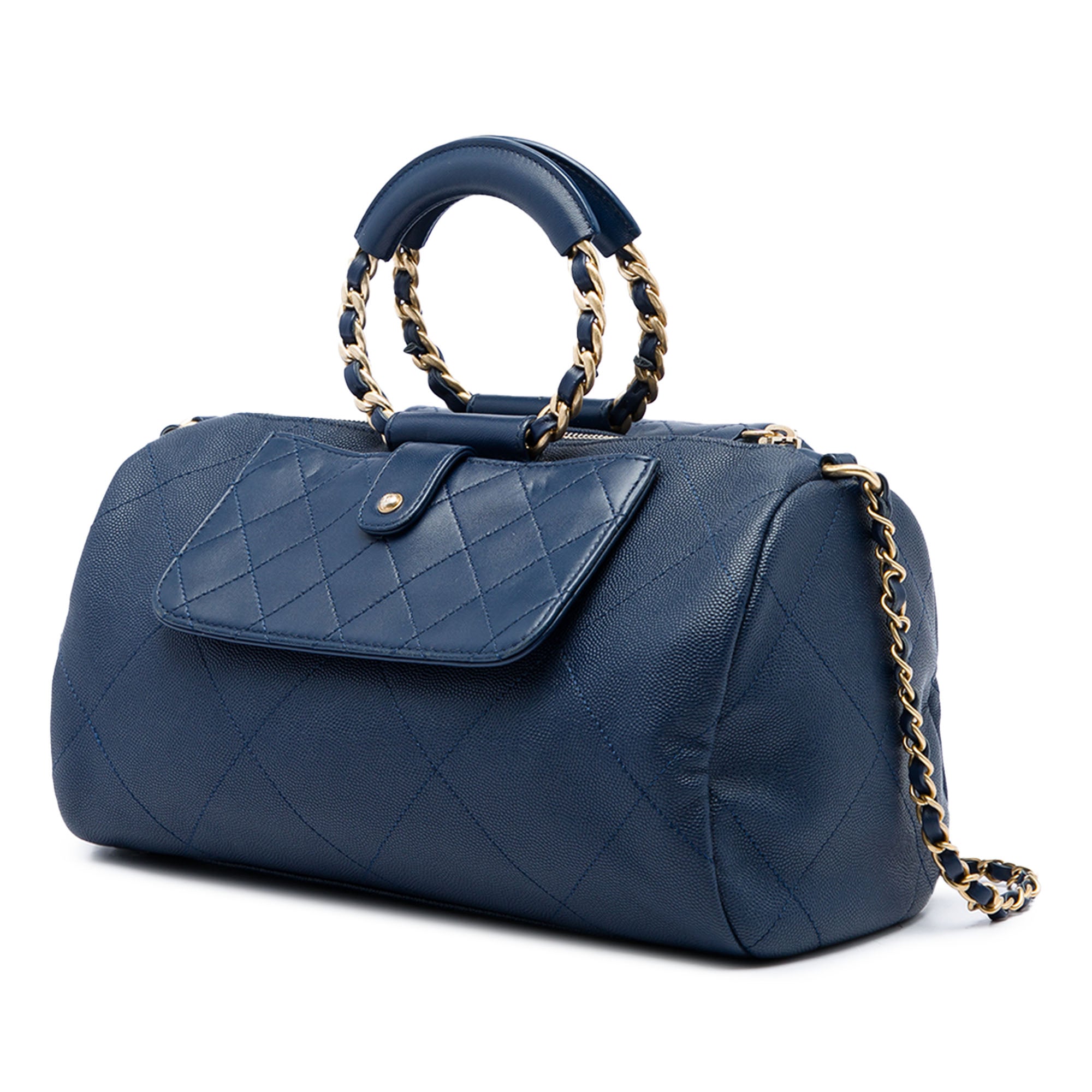 Chanel Small Quilted Caviar and Lambskin In The Loop Bowling Bag - image 2
