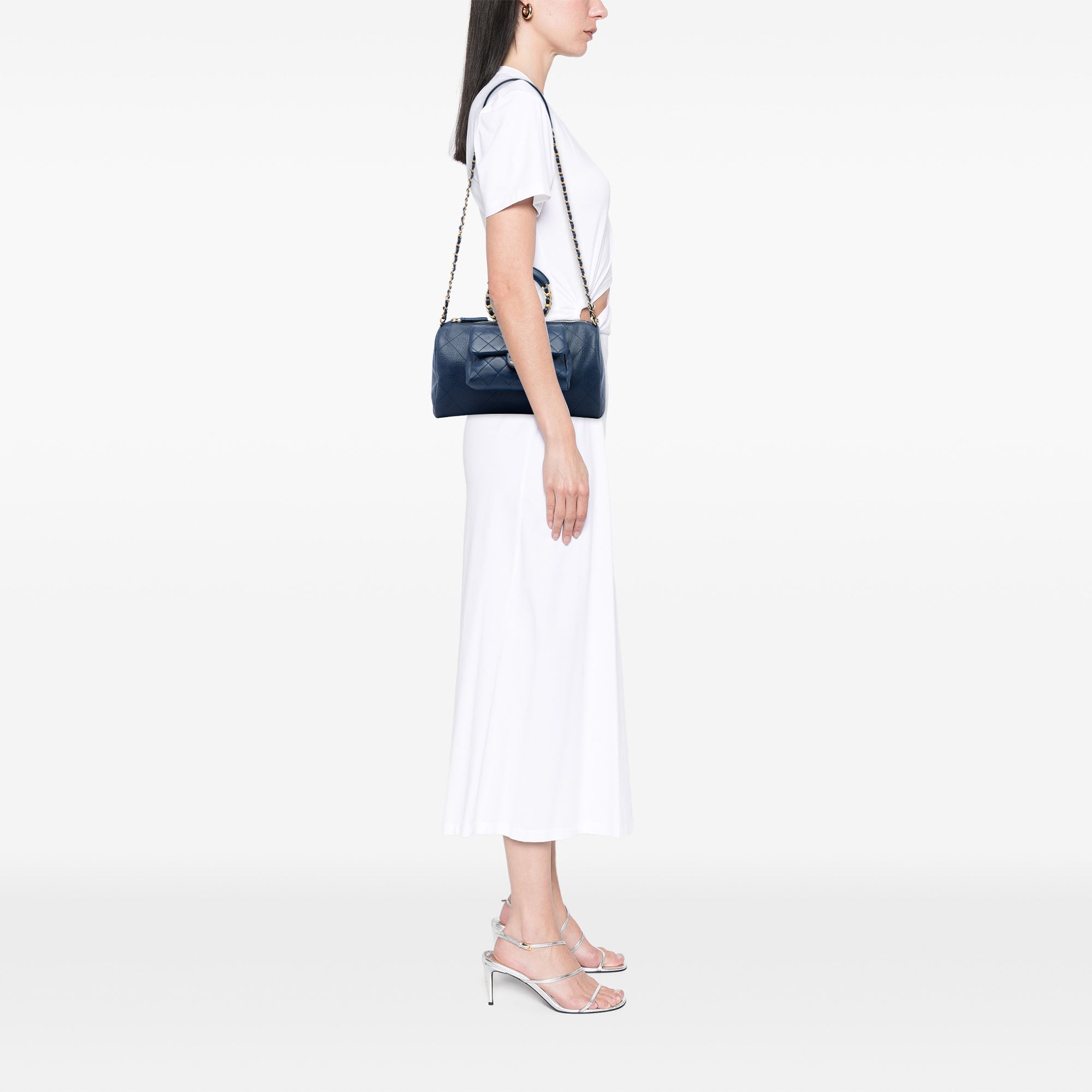 Chanel Small Quilted Caviar and Lambskin In The Loop Bowling Bag - image 6
