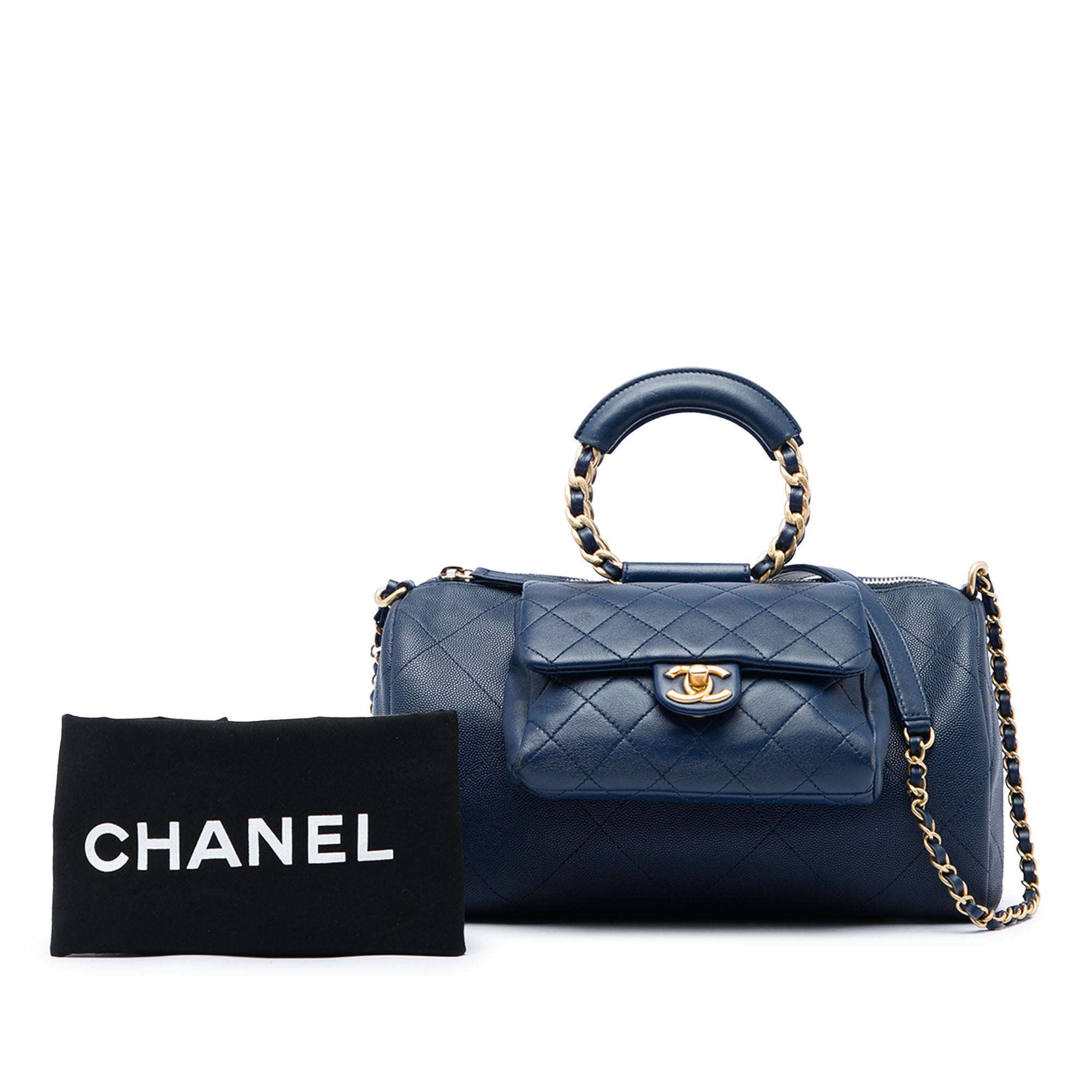 Chanel Small Quilted Caviar and Lambskin In The Loop Bowling Bag - image 7