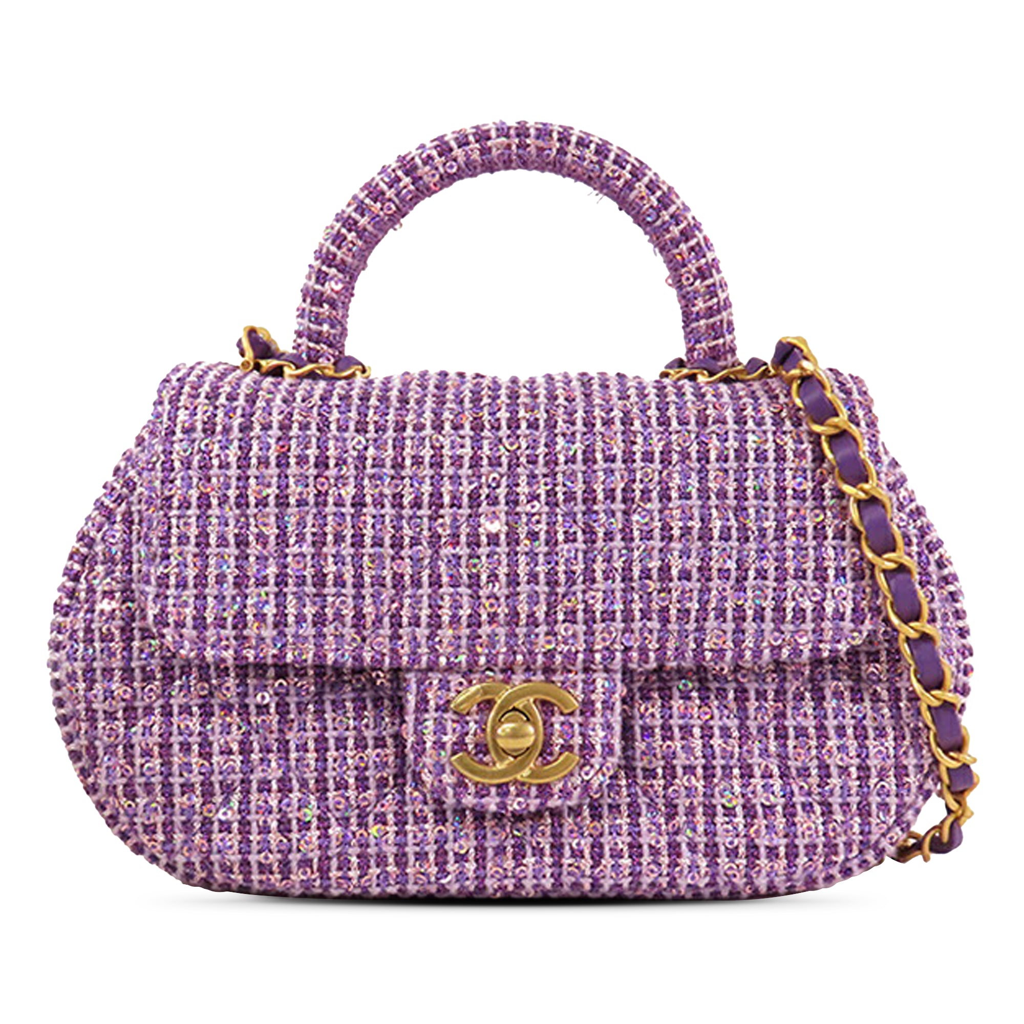 Chanel CC Quilted Tweed Top Handle Flap - image 1
