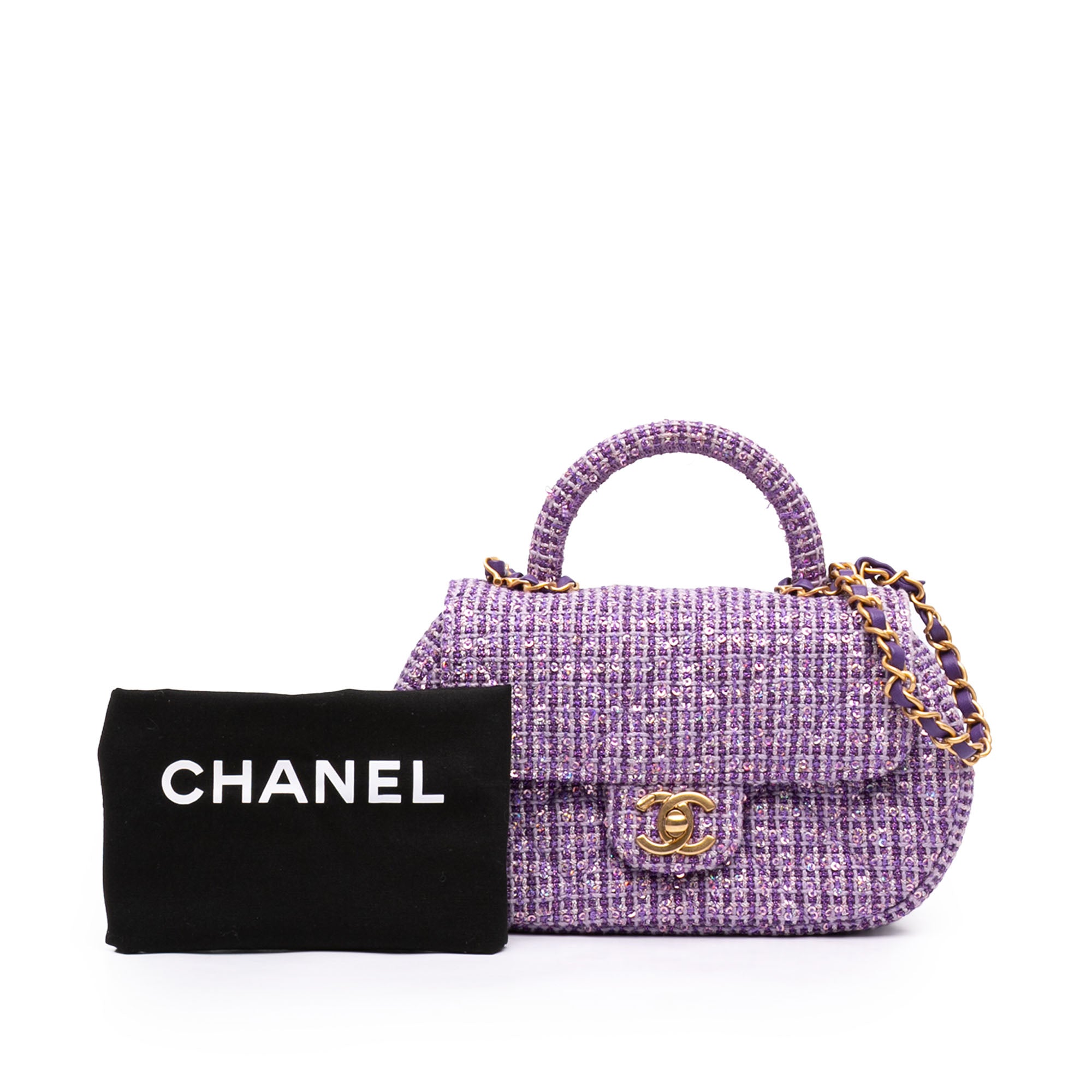 Chanel CC Quilted Tweed Top Handle Flap - image 10