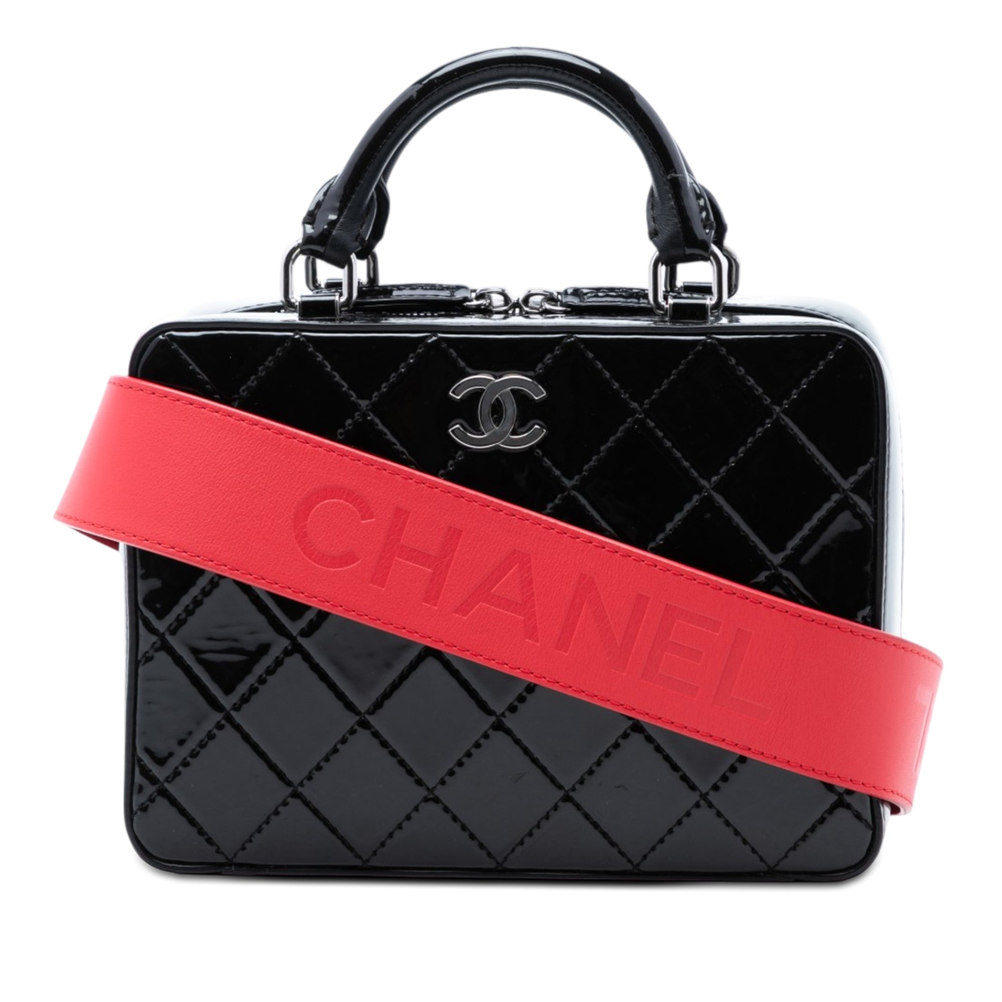 Chanel Small CC Quilted Patent Travel Kit Vanity Case - image 1