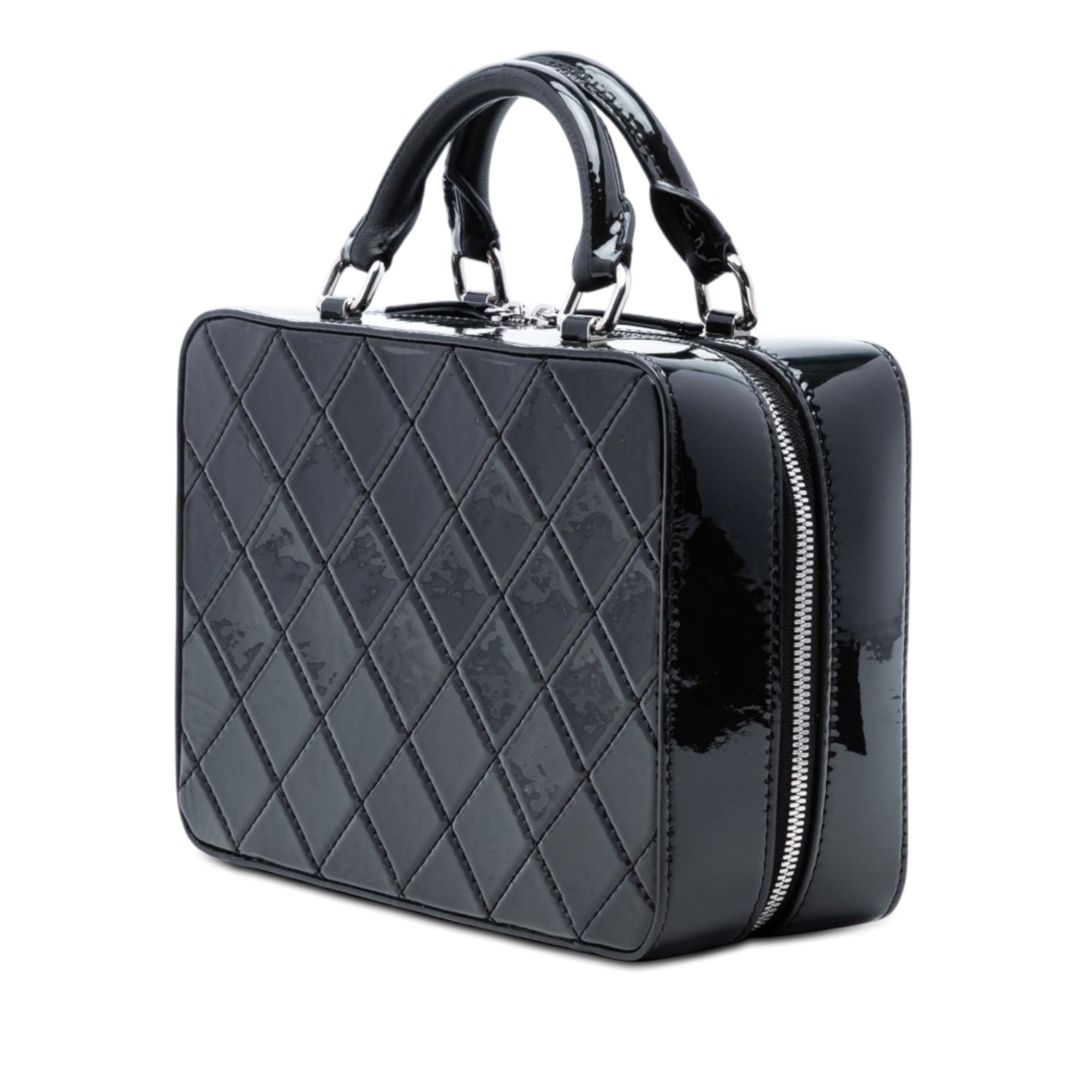 Chanel Small CC Quilted Patent Travel Kit Vanity Case - image 2