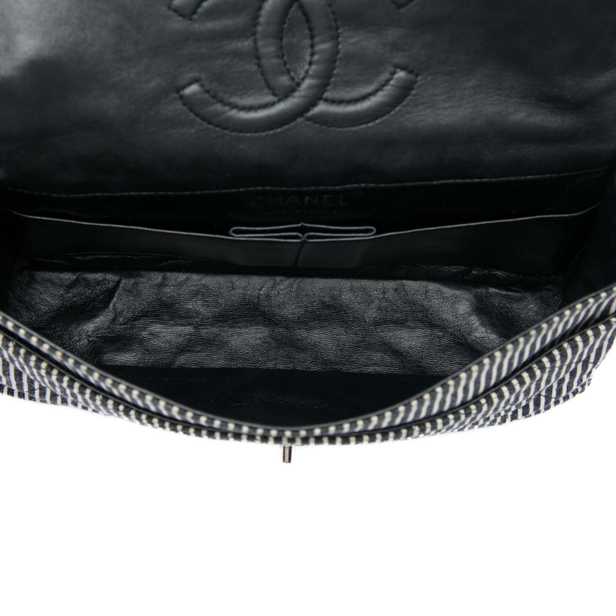 Chanel Medium Classic Canvas Stripes Double Flap - image 4