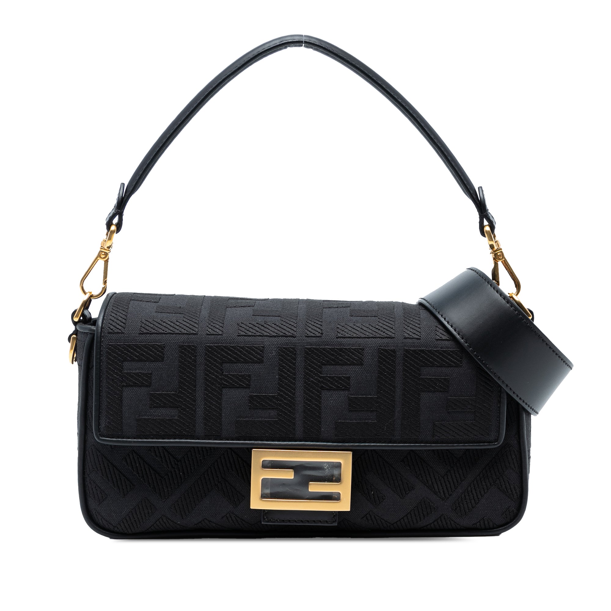 Fendi Zucca Embroidered Canvas Baguette Satchel - image 1