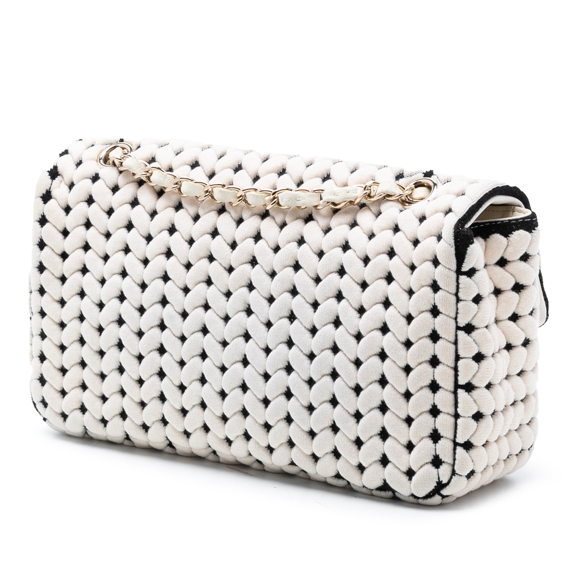 Chanel Medium Calfskin and Wool Knit Single Flap - image 2