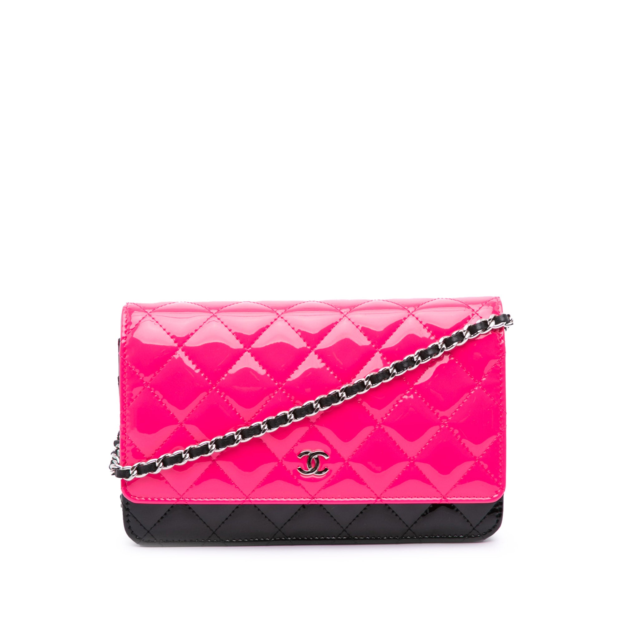 Chanel CC Bicolor Quilted Patent Wallet on Chain - image 1