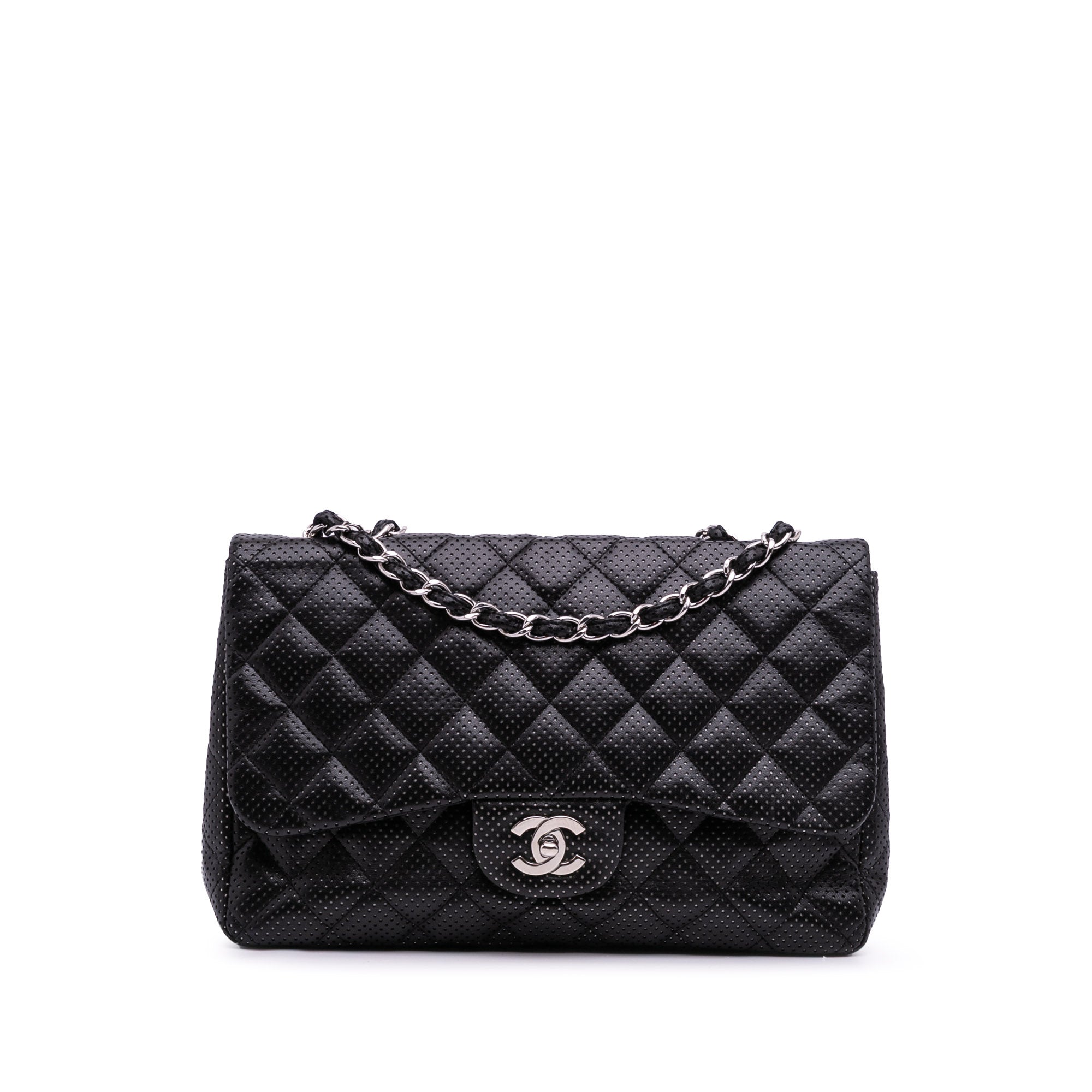 Chanel Jumbo Perforated Lambskin Single Flap - image 1