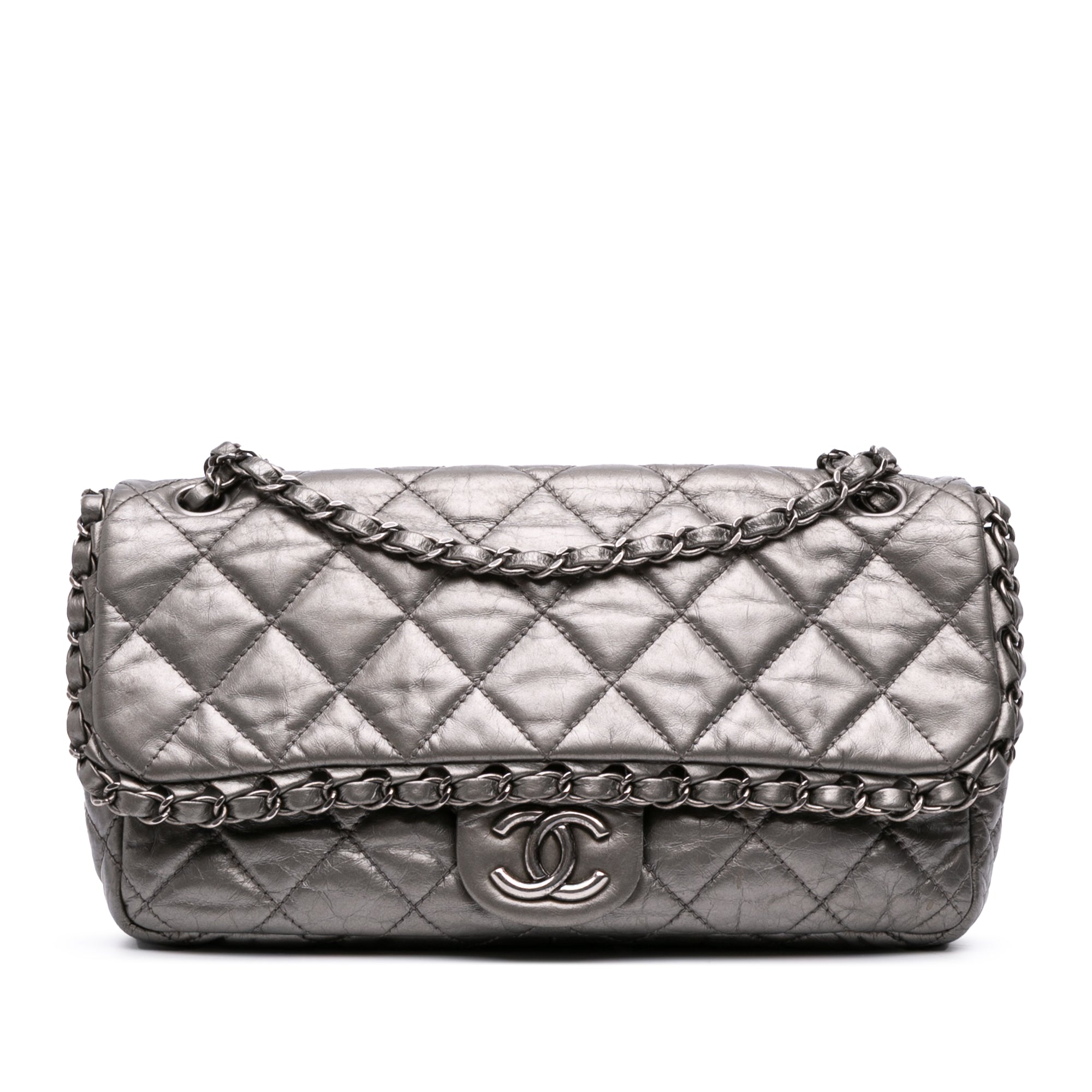 Chanel Medium Quilted Metallic Aged Calfskin Chain Me Flap - image 1