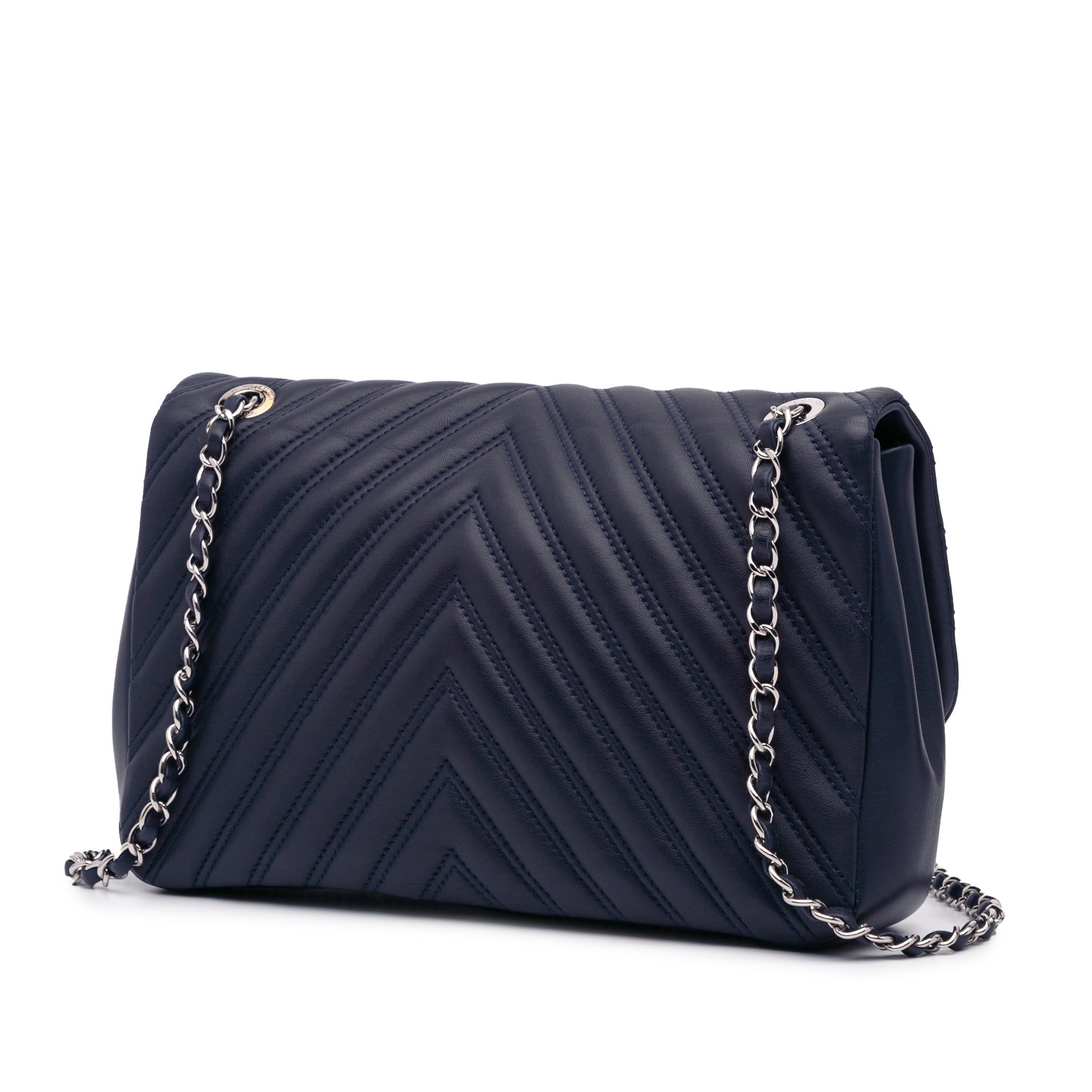 Chanel Jumbo Double Stitch Chevron Lambskin Single Flap - image 2